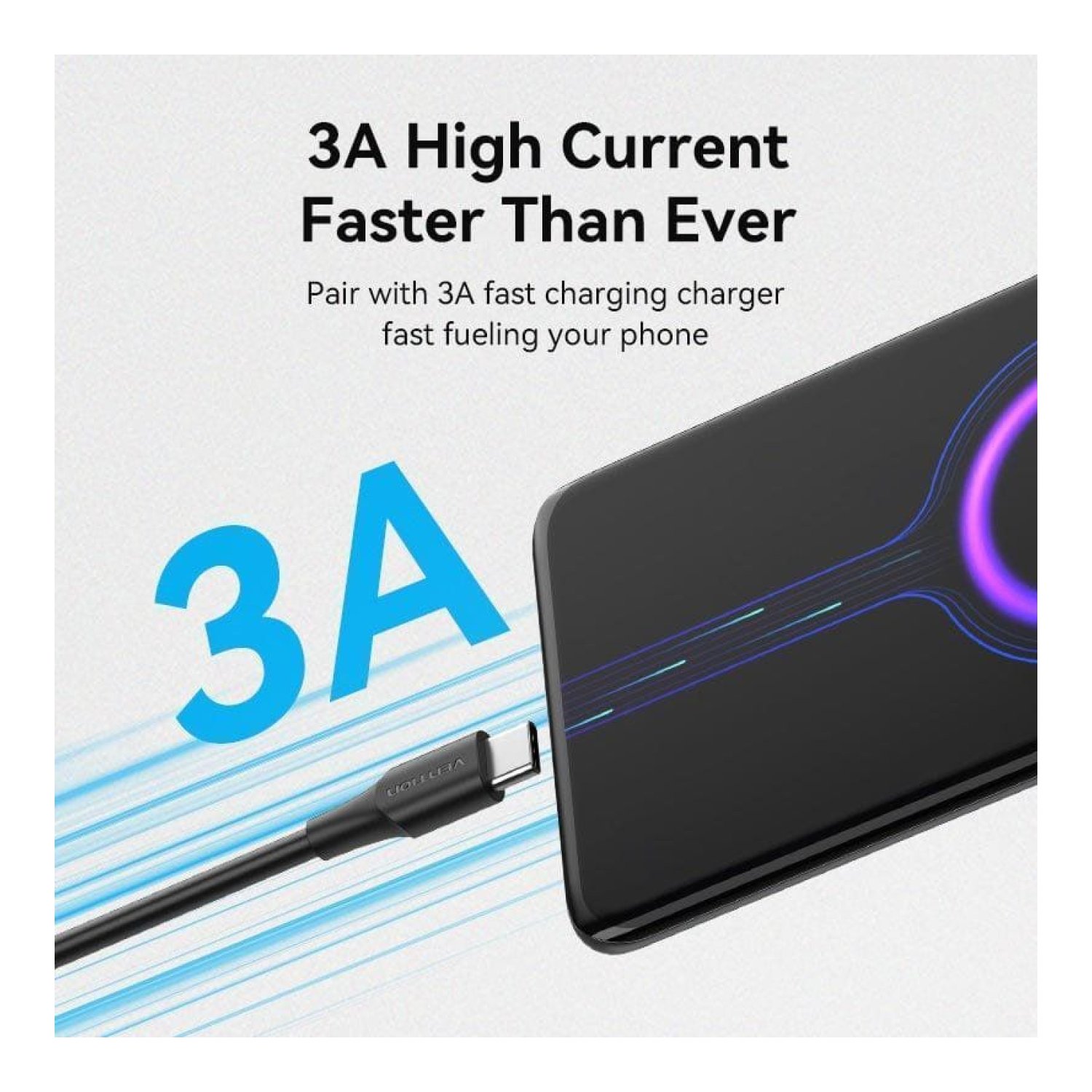 Vention Cable USB 2.0 Tipo-C · USB-C a USB-A · 480Mbps · 25cm · Negro