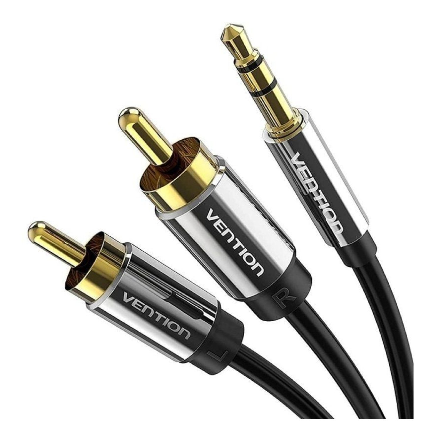 Vention · Cable Estéreo Jack 3.5 a 2x RCA · 3m · Negro