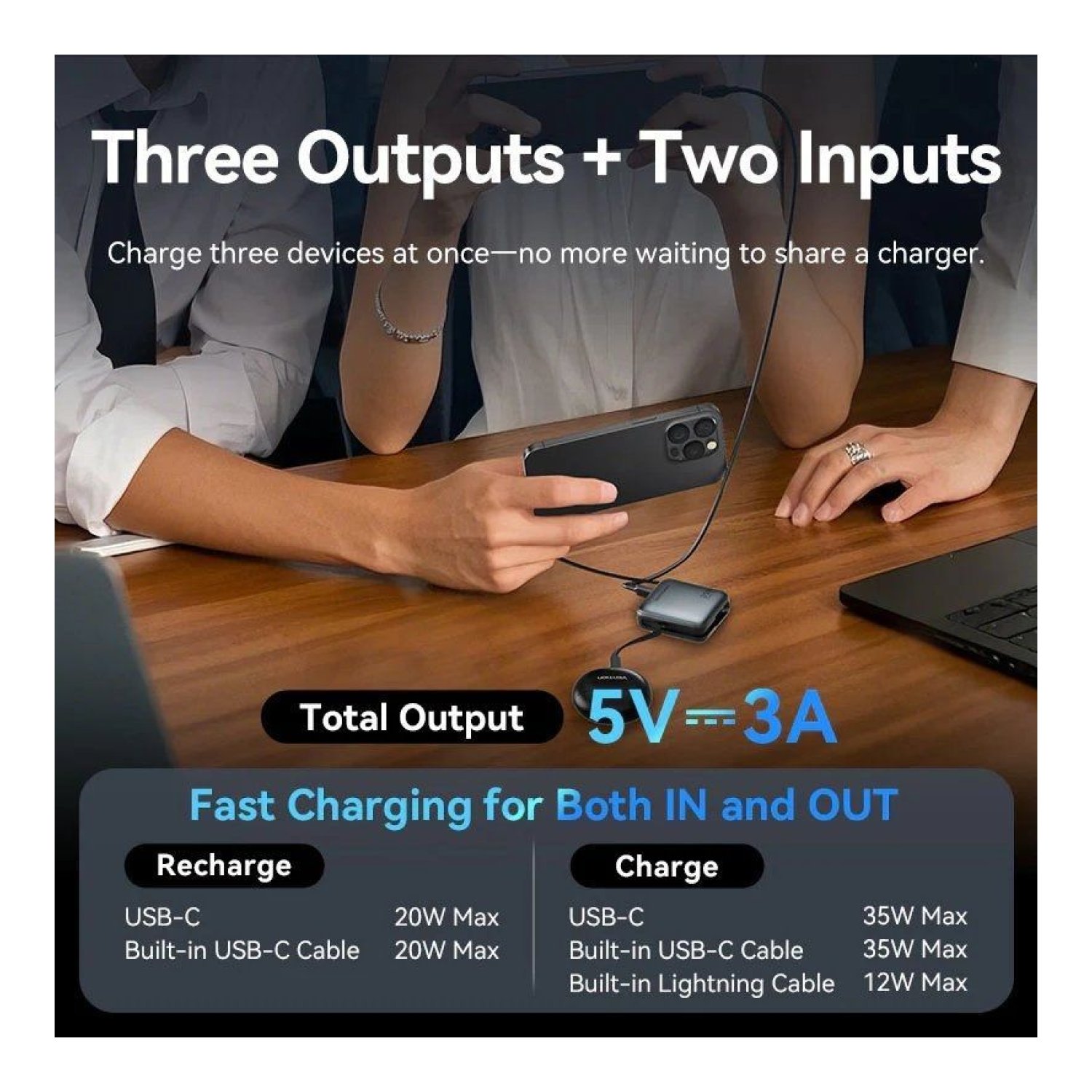 Vention Powerbank 10000mAh · 35W · Gris · USB-C y Lightning