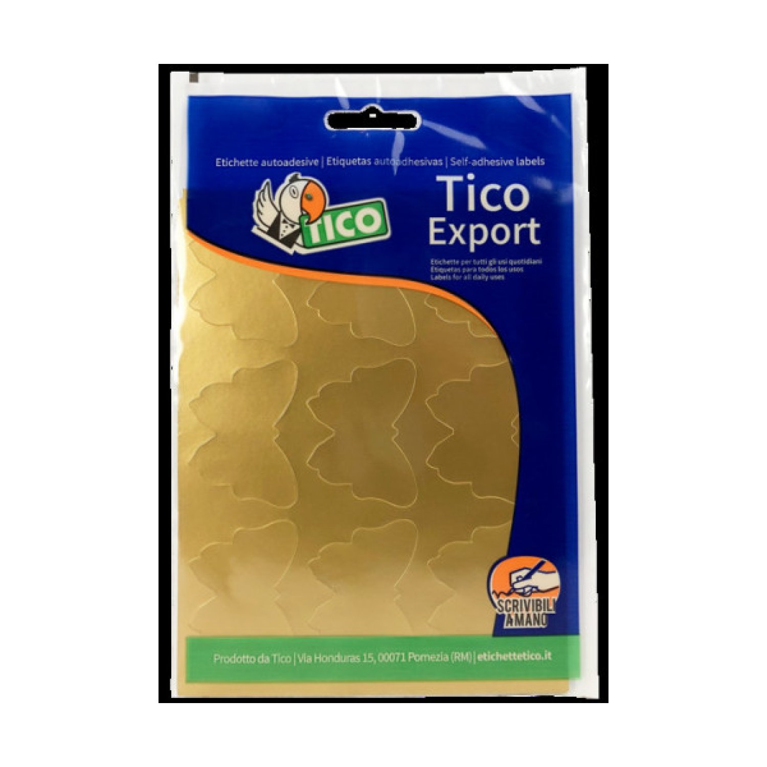 Tico · Etiquetas Satinadas Oro · 10 Hojas · 48x36 mm