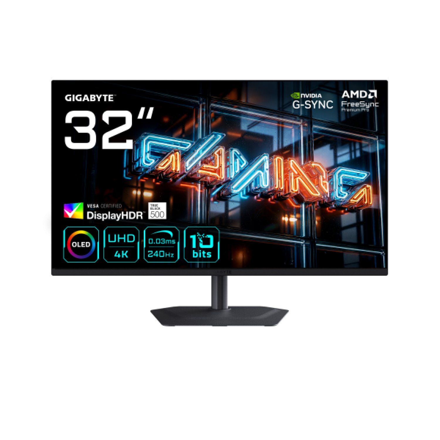 Gigabyte MO32U24 · Monitor Gaming OLED 32" 4K · 240Hz · 0.03ms · G-Sync · FreeSync Premium Pro