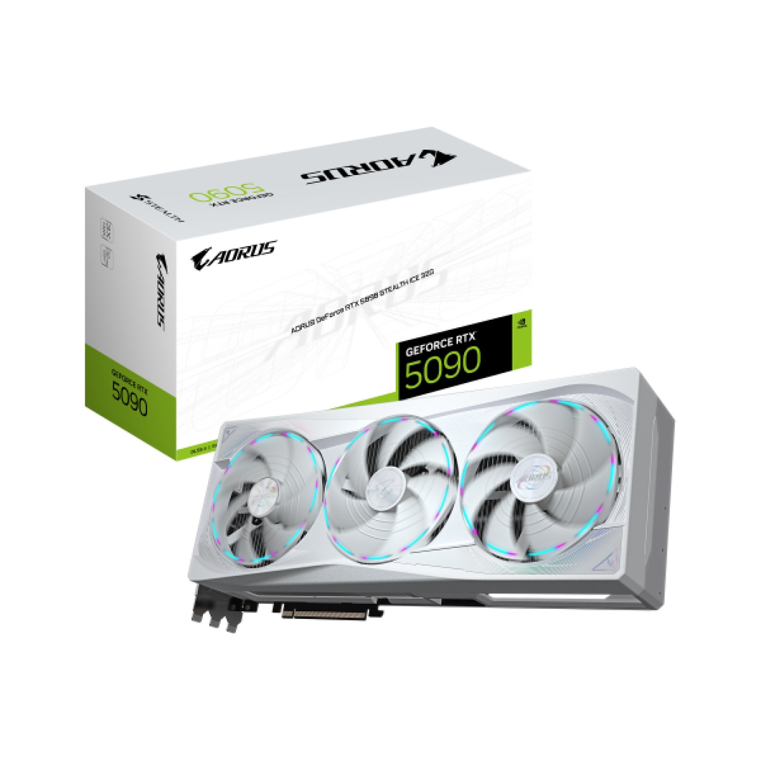 Gigabyte AORUS GeForce RTX 5090 STEALTH ICE · 32GB GDDR7 · PCI-E 5.0 · 2655MHz · DP 2.1a · HDMI 2.1b