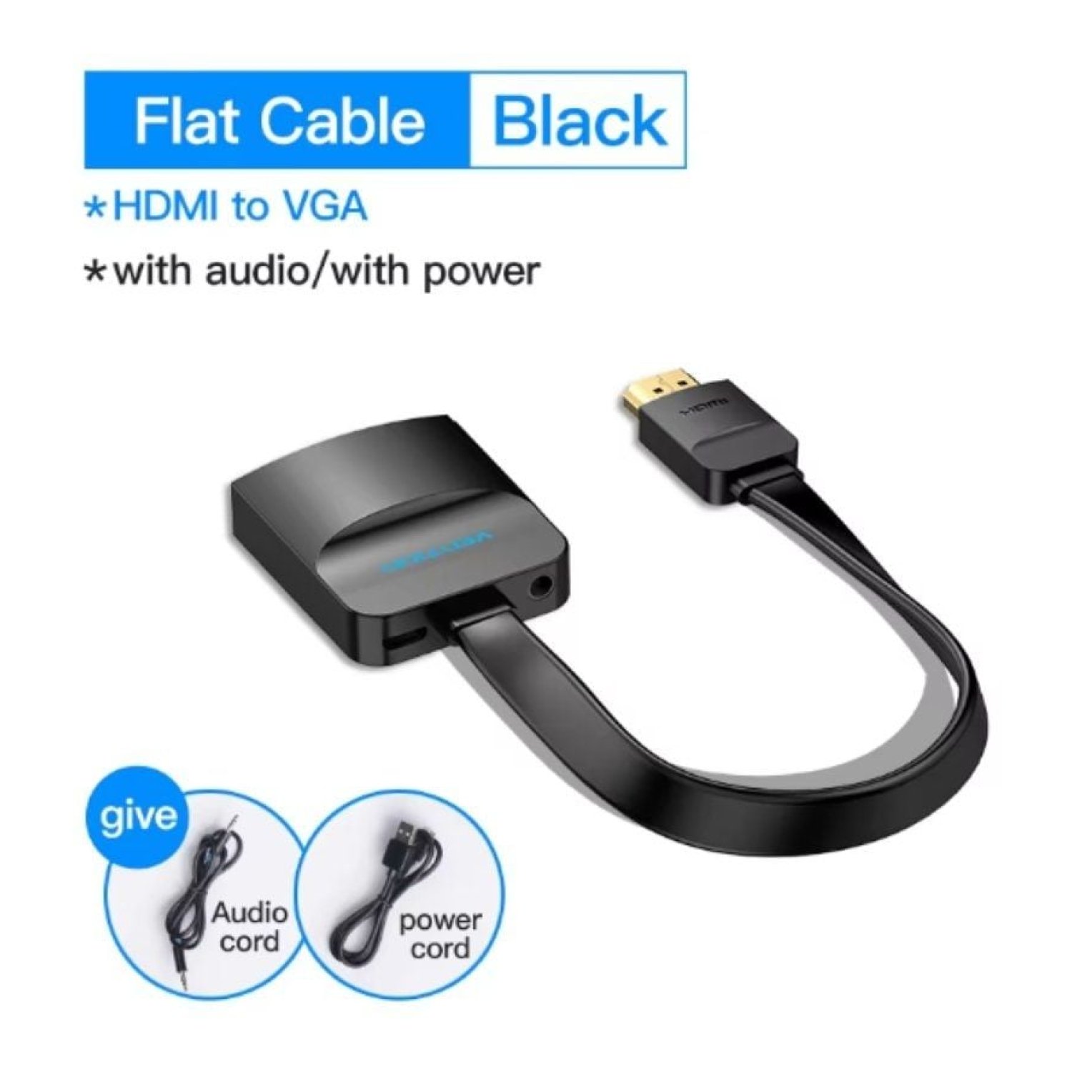 Vention · Cable Conversor HDMI a VGA · Jack 3.5 · 20cm · Negro