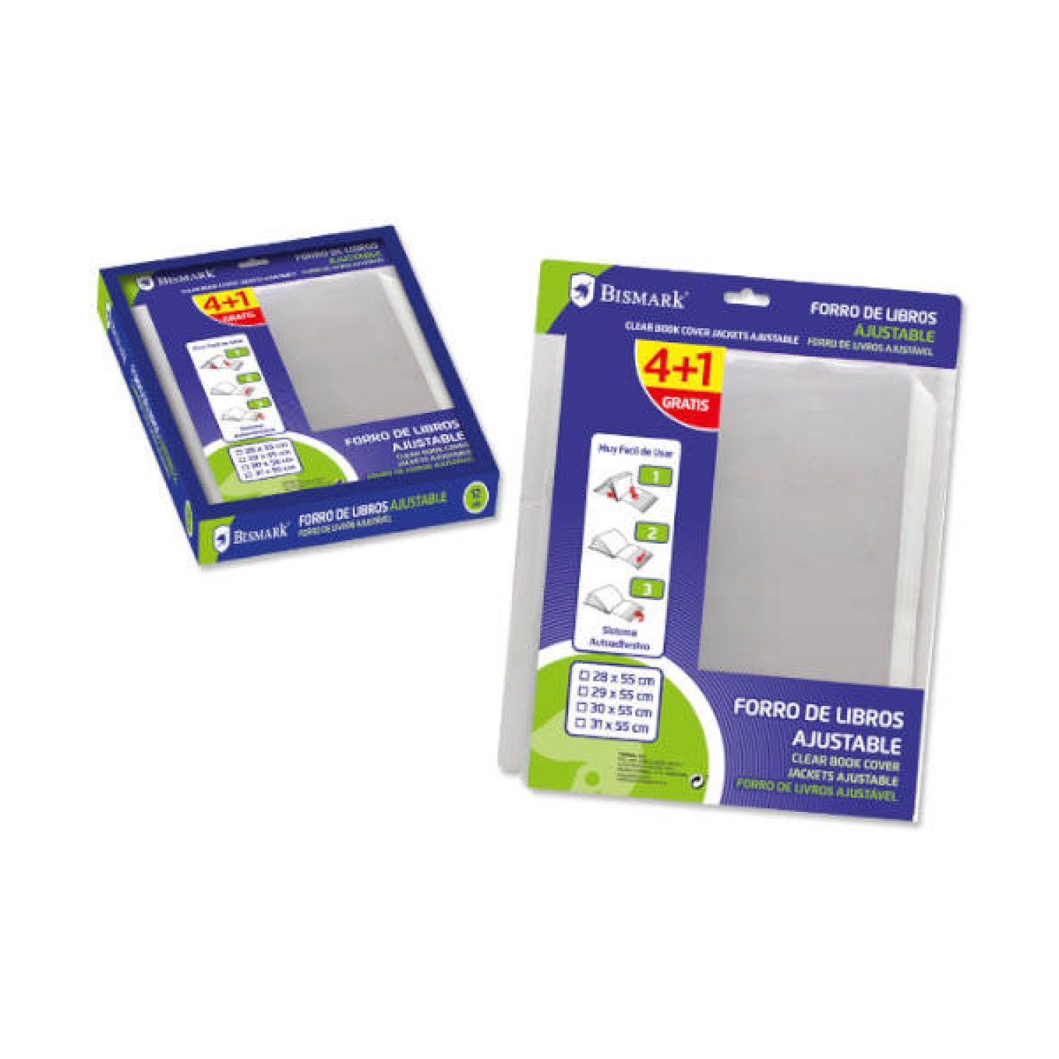 Bismark · Forralibros Ajustable · Pack 4+1 · 30x55 cm