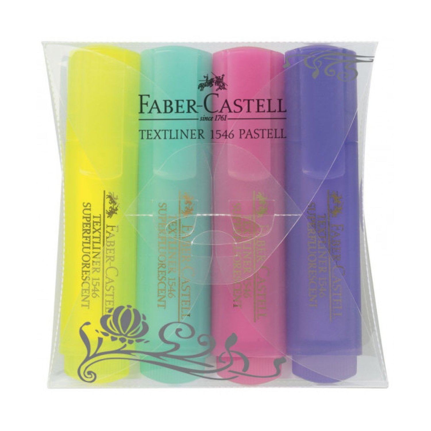 Faber-Castell Textliner · Marcadores Fluorescentes · Estuche 4 Colores Pastel