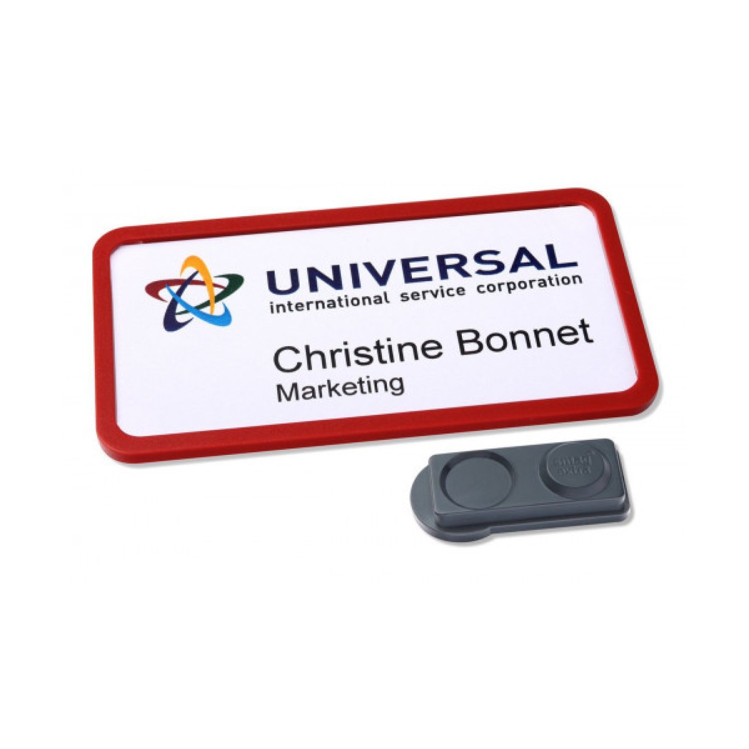 Avery · Portanombres Office Badge · 10 Unidades · 37x75mm · Imán Extra Fuerte · Rojo