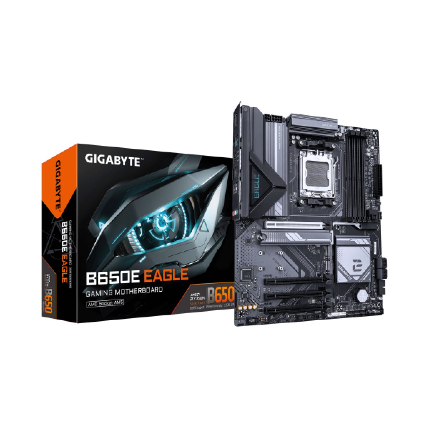Gigabyte B650E Eagle · Socket AMD Ryzen 9000 · VRM 8+2+2 · DDR5 8200MHz · PCIe 5.0 · LAN 2.5GbE