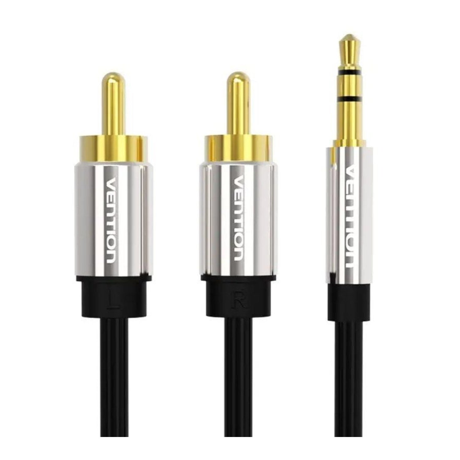 Vention · Cable Estéreo Jack 3.5mm a RCA · 2 Metros · Negro