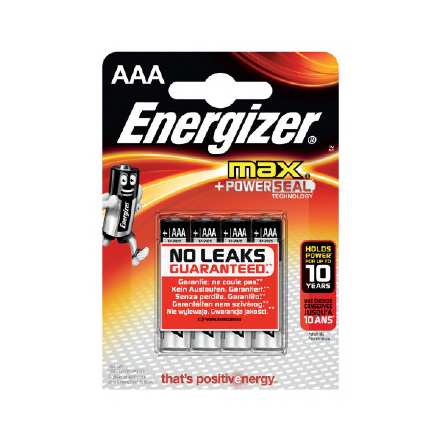 Energizer MAX · Pilas AAA LR03 · Pack 4 Unidades