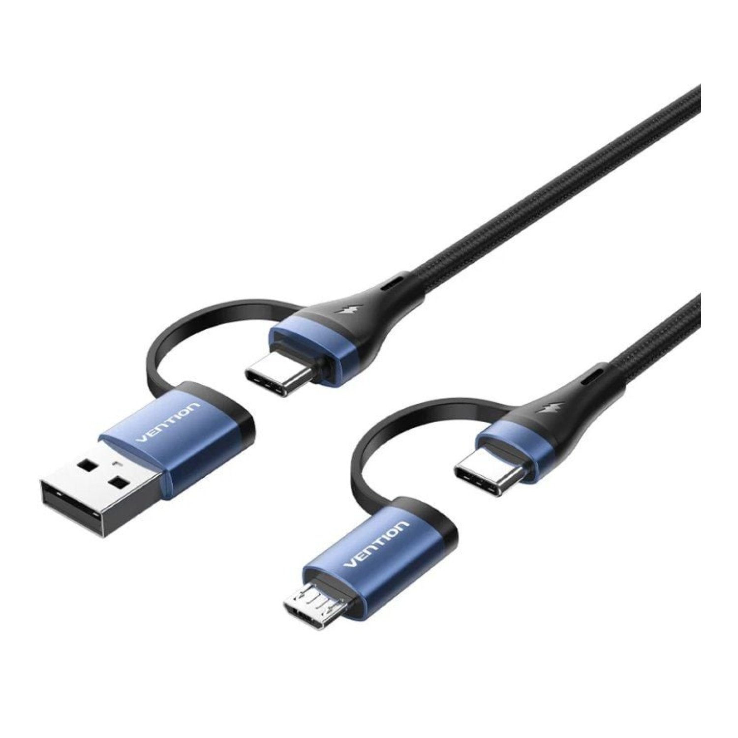 Vention Cable USB 2.0 Tipo-C · 1m · 100W · 480Mbps · Negro y Azul