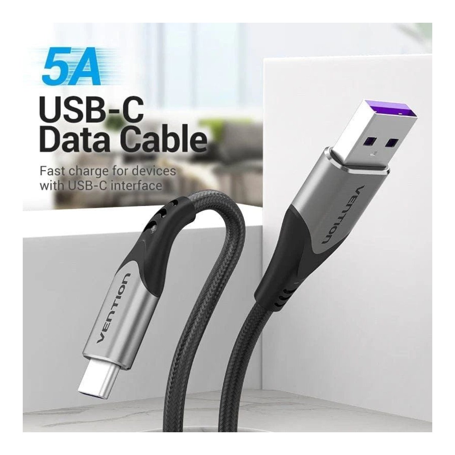 Vention Cable USB 2.0 Tipo-C · 2m · 100W · 480Mbps · Gris