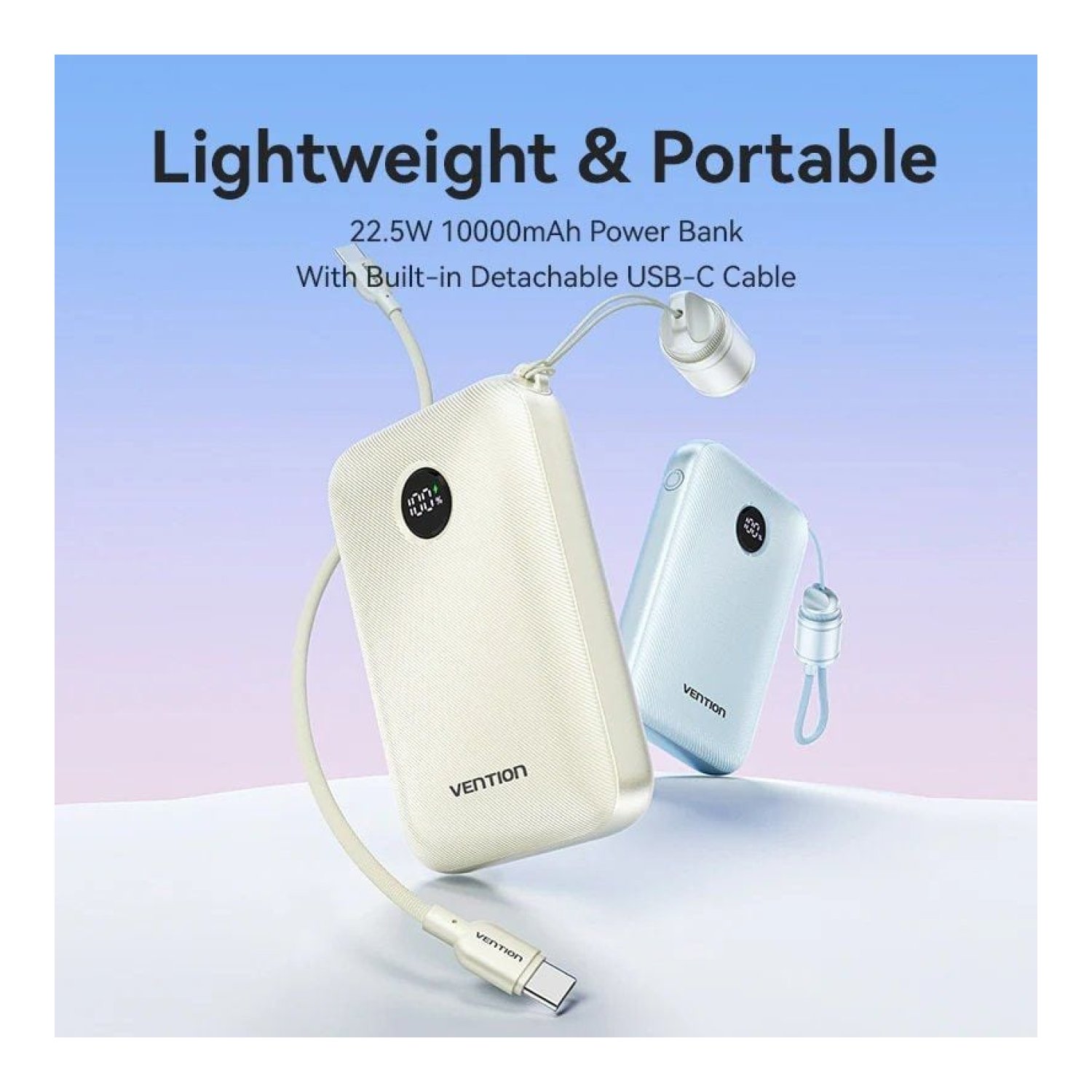 Vention Powerbank 10000mAh · 22,5W · Gris · Cable USB Tipo-C Incluido