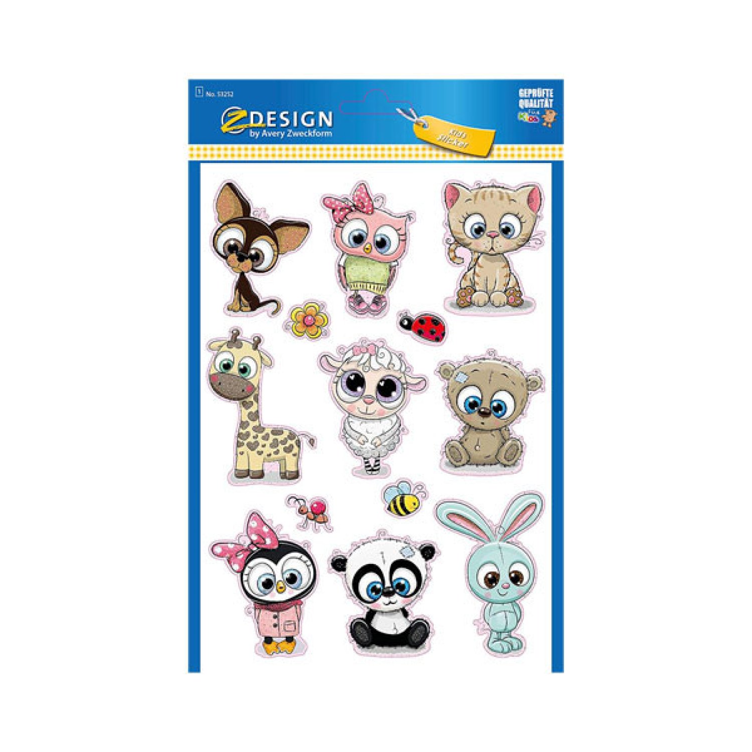 Avery · Pegatinas Animales · 13 Adhesivos · Sobre 150x120mm