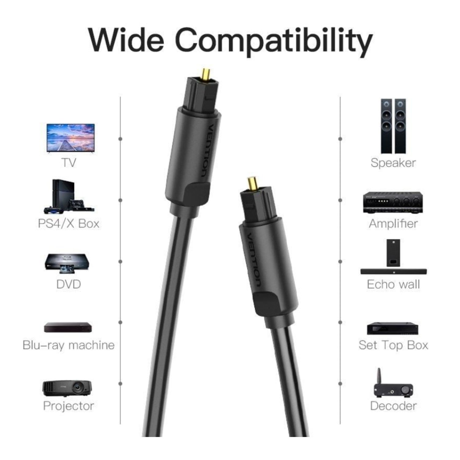 Vention Cable Fibra Óptica Toslink · 2m · Negro