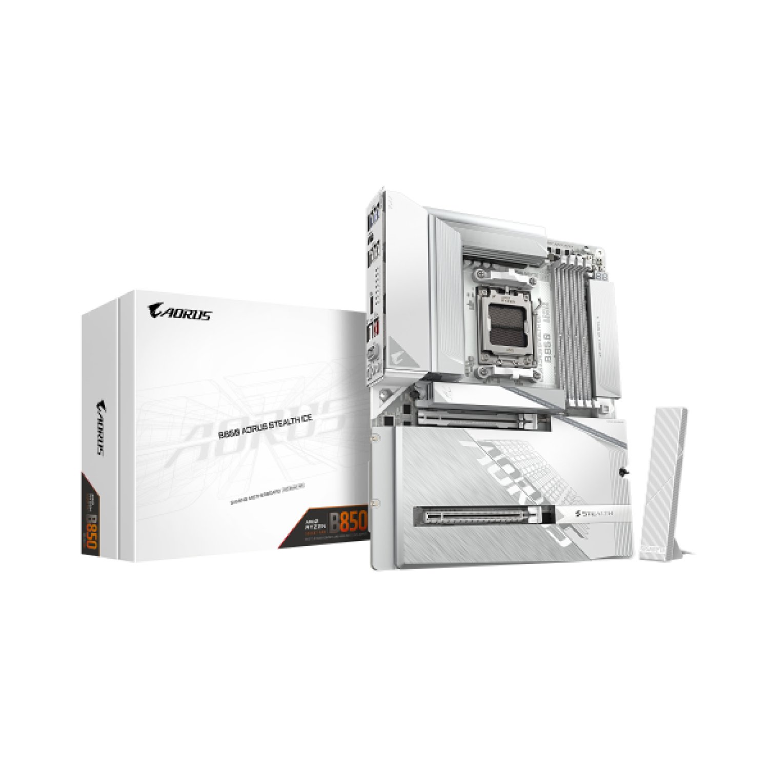 Gigabyte B850 AORUS Stealth Ice · AMD Ryzen 9000 · DDR5 8200MHz · PCIe 5.0 · Wi-Fi 7
