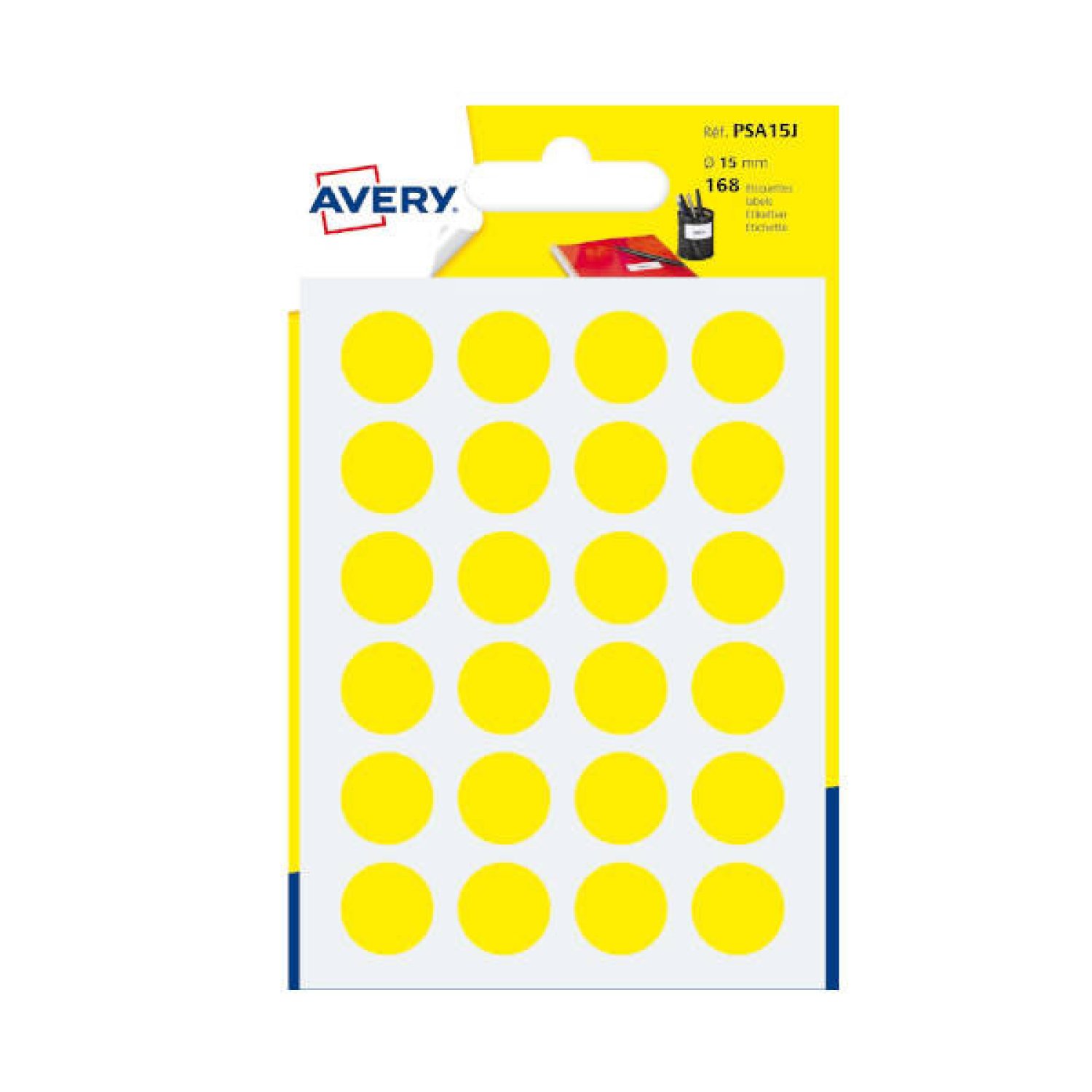 Avery · Etiquetas Redondas Gomets · 7 Hojas · Ø 15mm · Amarillas