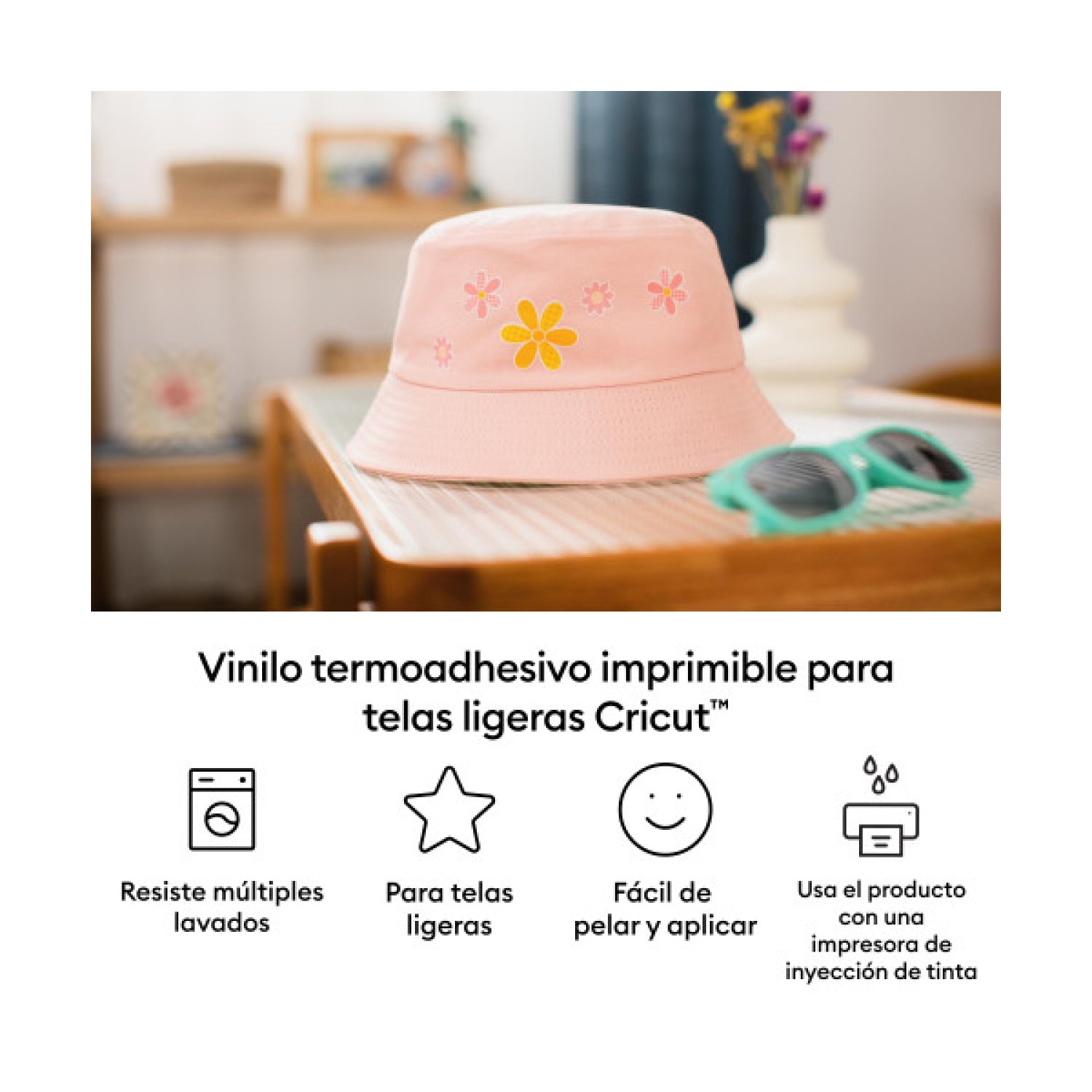 Cricut · Vinilo Termoadhesivo Imprimible · Tela Clara · 5 hojas A4