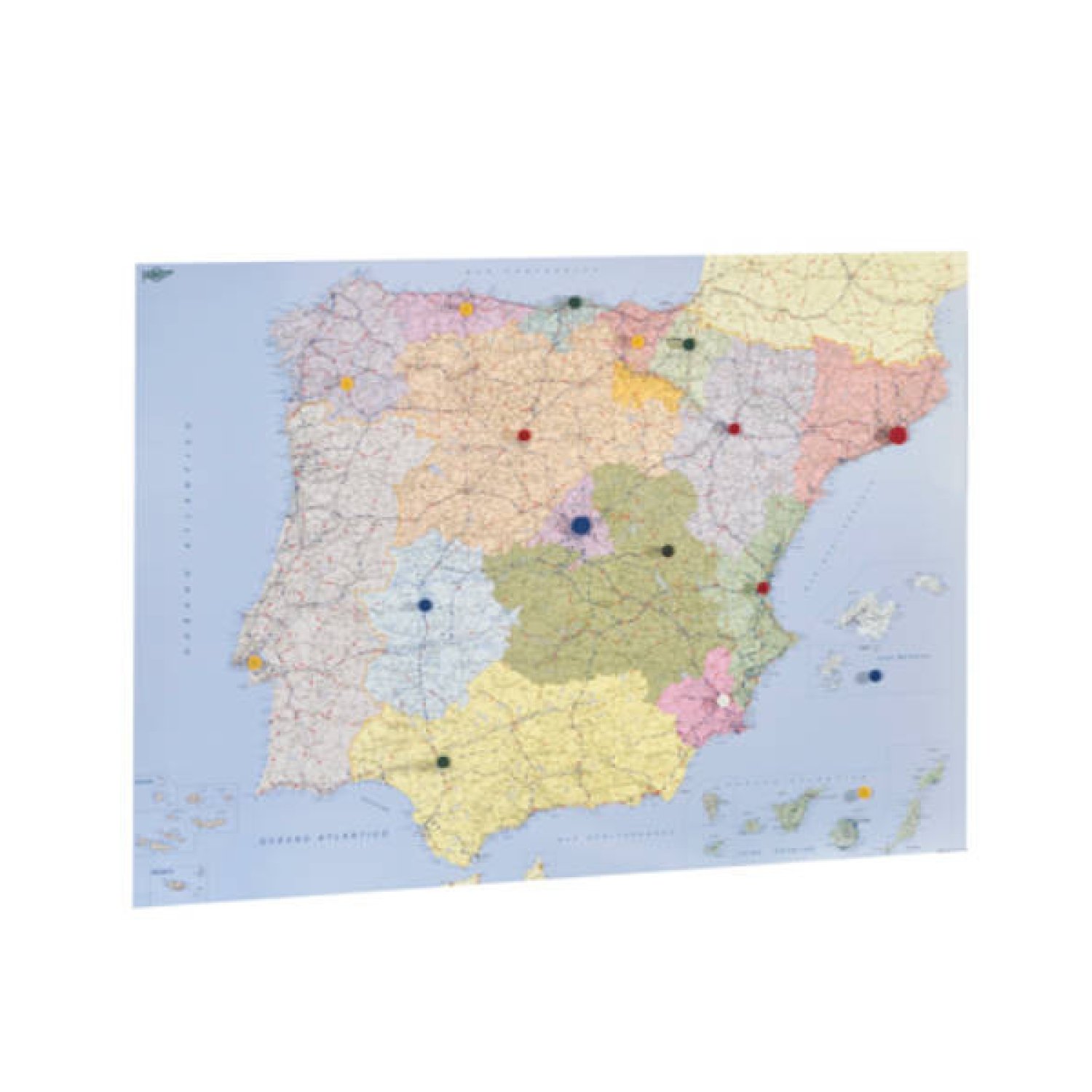 Faibo · Mapa España y Portugal · Plastificado · 103x129 cm · Sin Marco