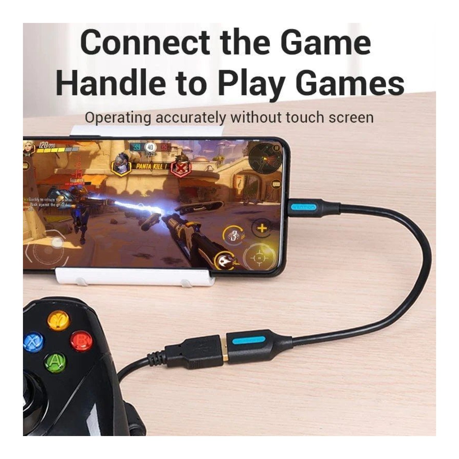 Vention Cable USB 2.0 · MicroUSB a USB Hembra · 480Mbps · 15cm · Negro