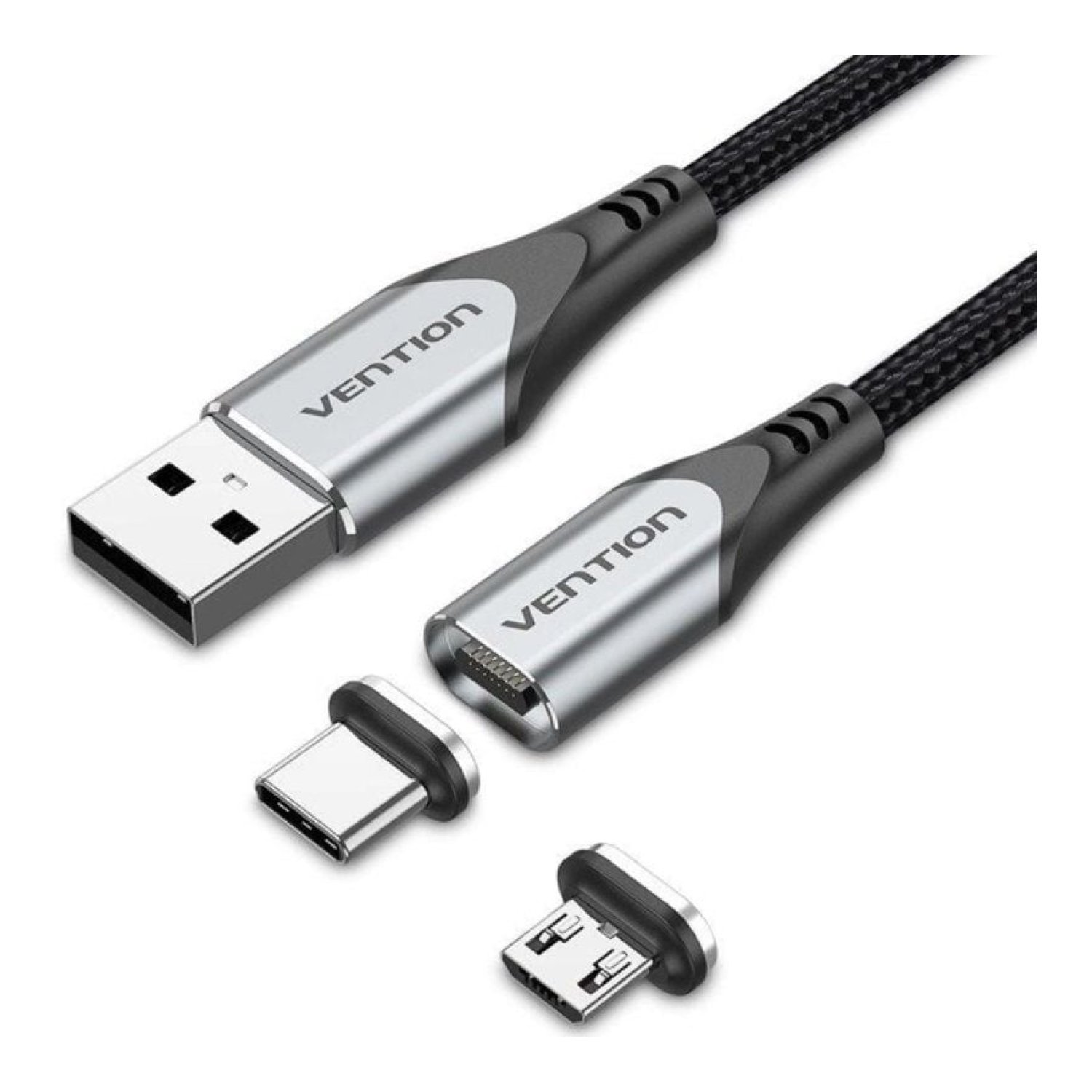 Vention Cable Carga Magnético · USB Tipo-C · 60W · 480Mbps · 50cm · Gris