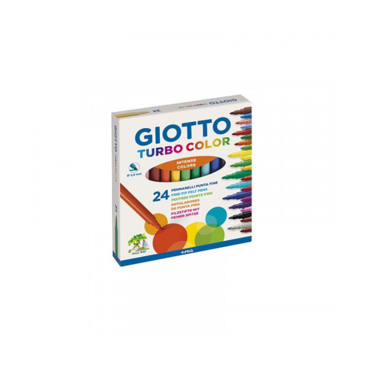 Giotto Turbo Color · Estuche 24 Rotuladores · Punta de Fibra