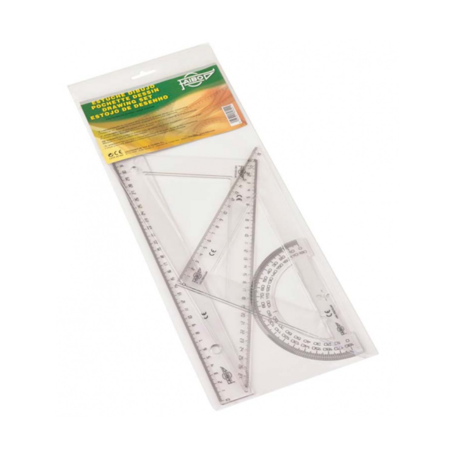 Faibo · Estuche de Geometría · Regla, Escuadra, Cartabón y Semicírculo 30cm