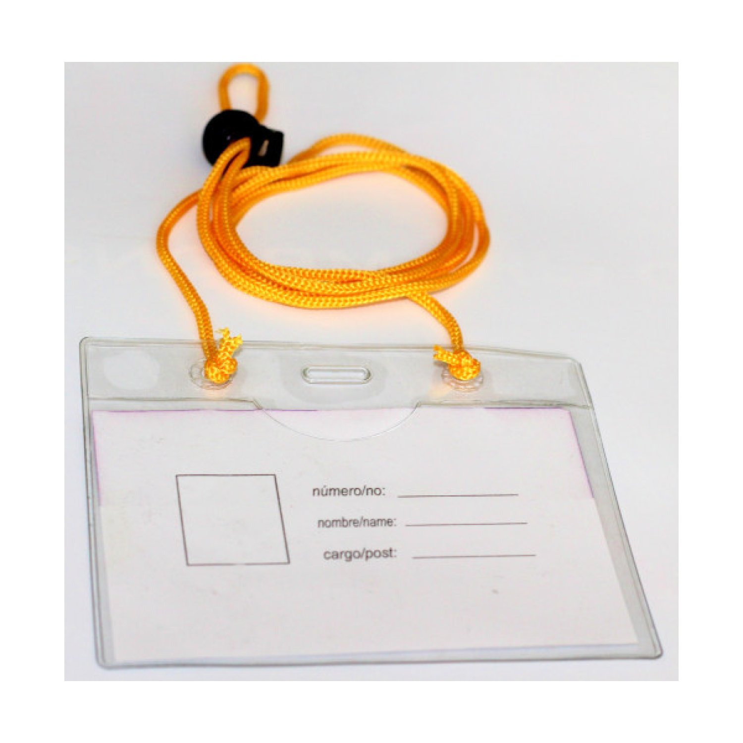 Iberplas · Pack 50 Fundas de Identificación · PVC Apaisado 70x105mm · Con Cordón y Bola Ajustable