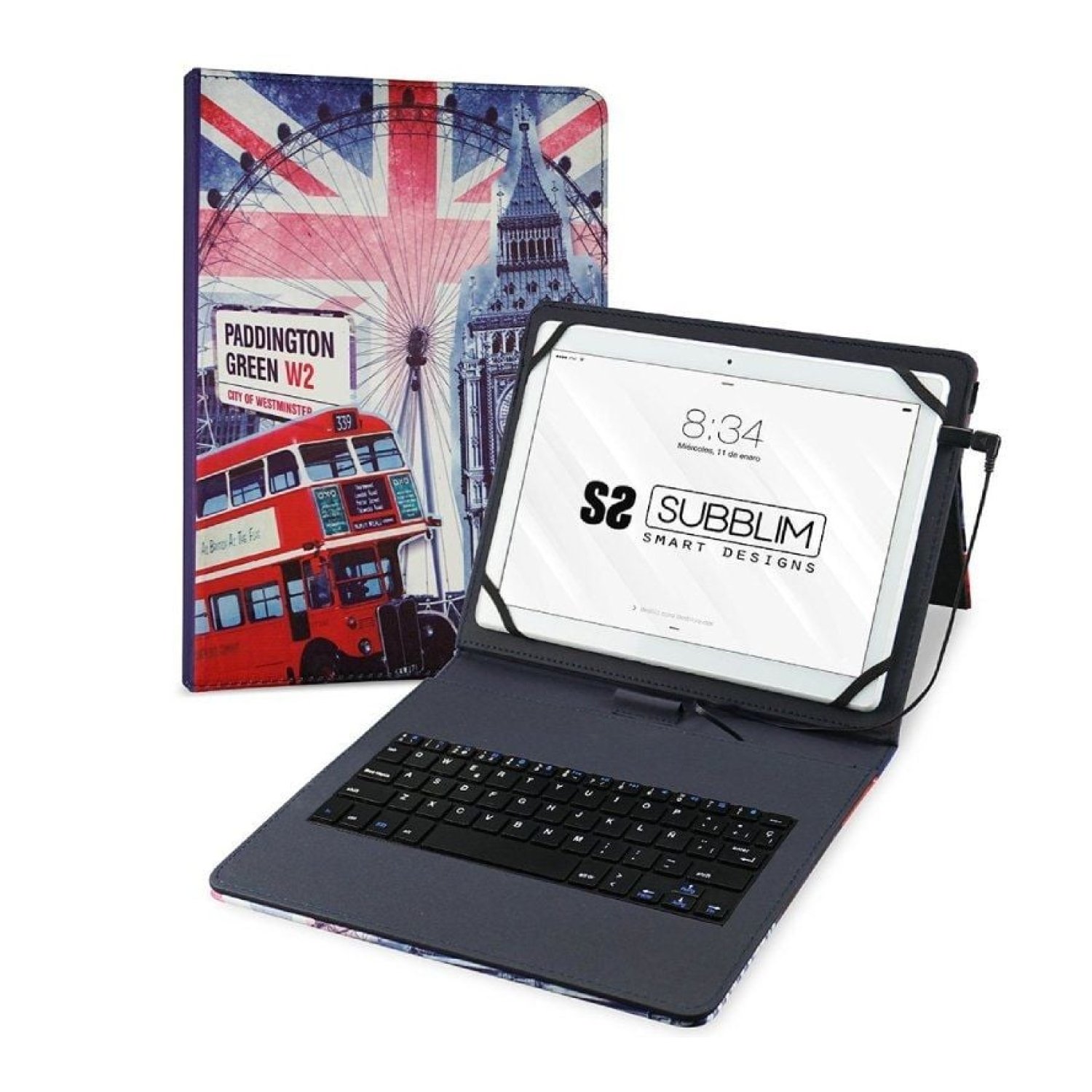 SUBBLIM Funda con Teclado · 10,1" · USB-C/Micro USB · QWERTY