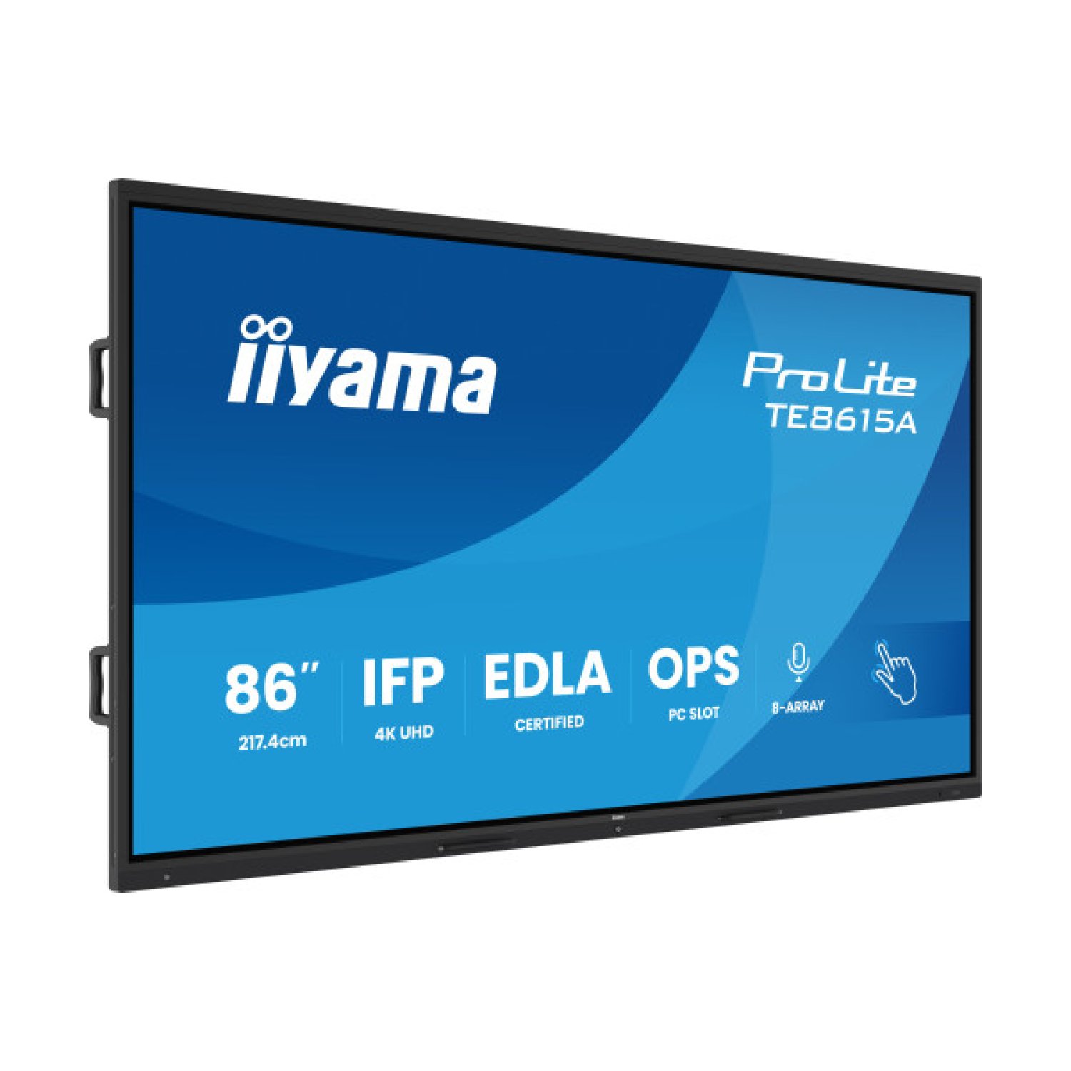 iiyama Stylish IFP 86" · Android 14 · 8GB RAM · 128GB · 40 Puntos Táctiles · 4K UHD · WiFi 6 · Bluetooth 5.0