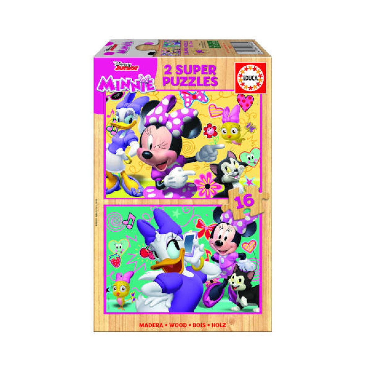 Educa Borrás · Puzzle Madera Minnie Happy Helpers · 2x16 Piezas