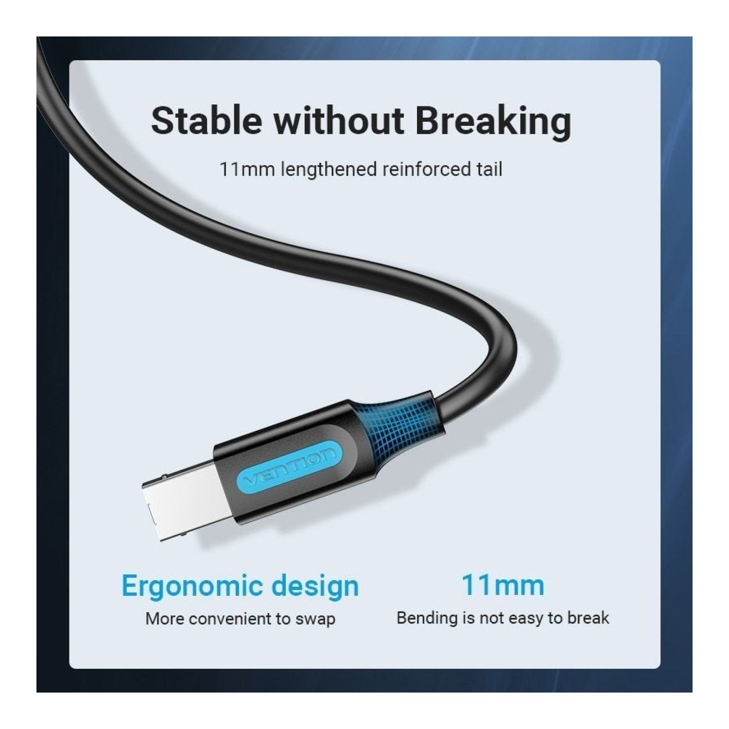 Vention · Cable USB 2.0 Impresora · USB Tipo-B a USB Macho · 2m · Negro · 480Mbps