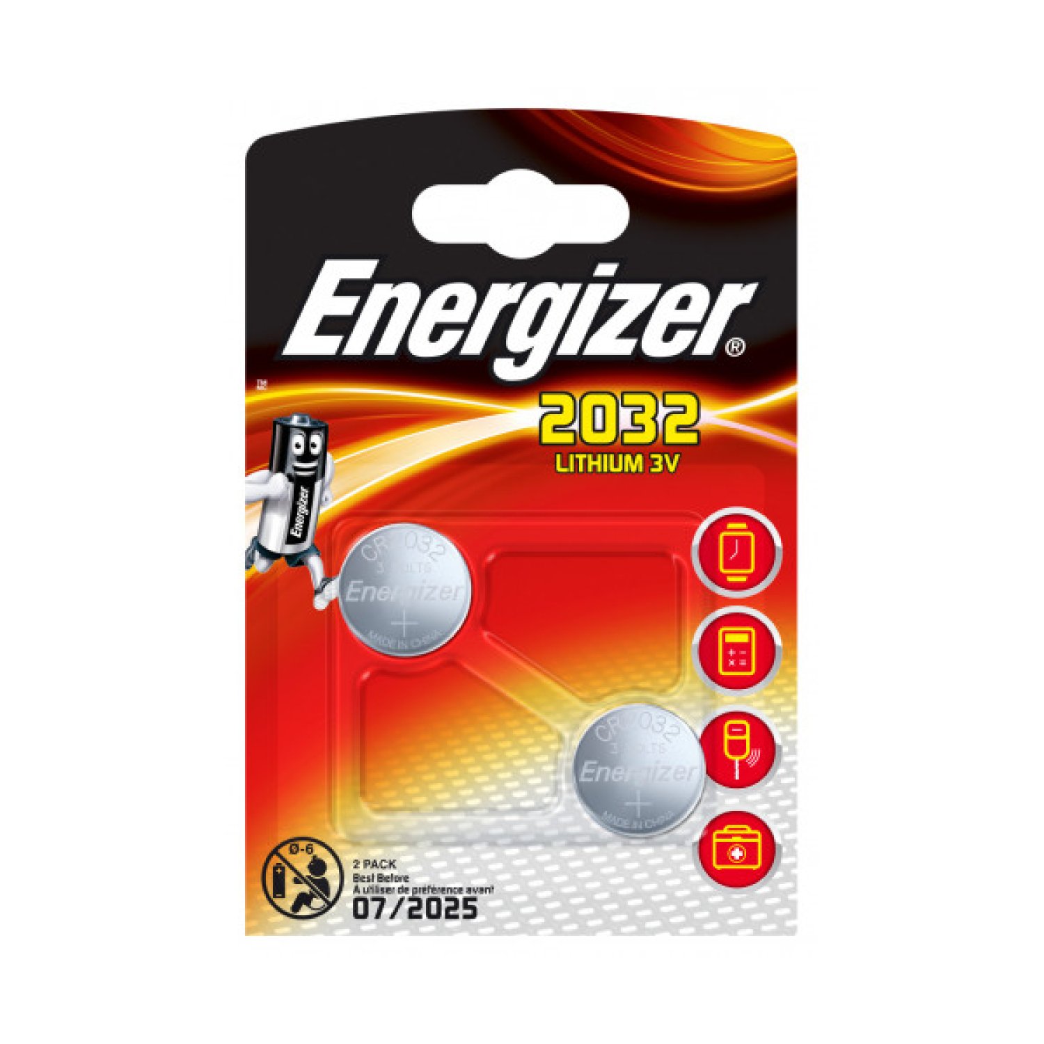 Energizer CR 2032 · Pilas de Botón · 2 Unidades · Larga Duración