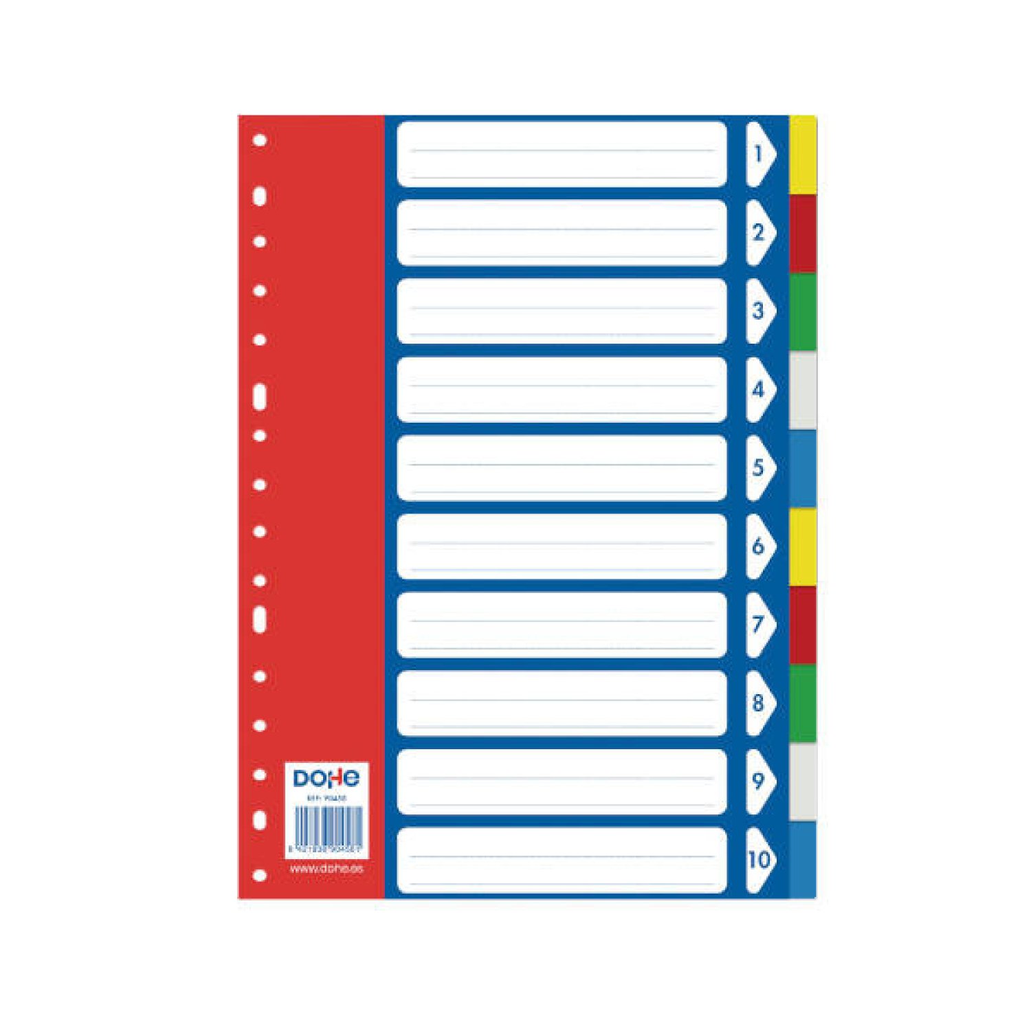 Dohe · Separadores Polipropileno A4 · 10 Posiciones · 5 Colores