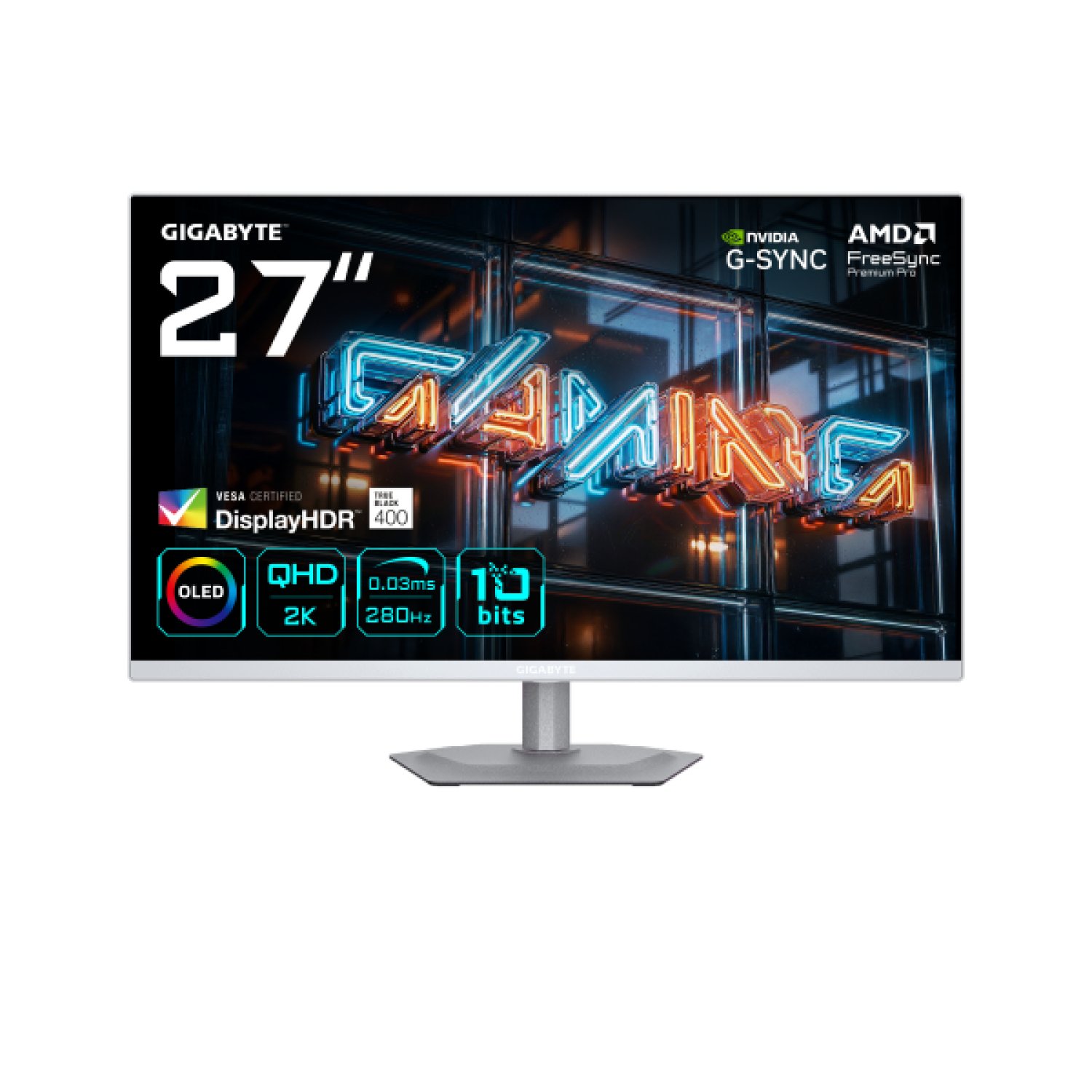 Gigabyte MO27Q2A · Monitor Gaming OLED 27" · 2560x1440 · 280Hz · 0.03ms · FreeSync Premium Pro