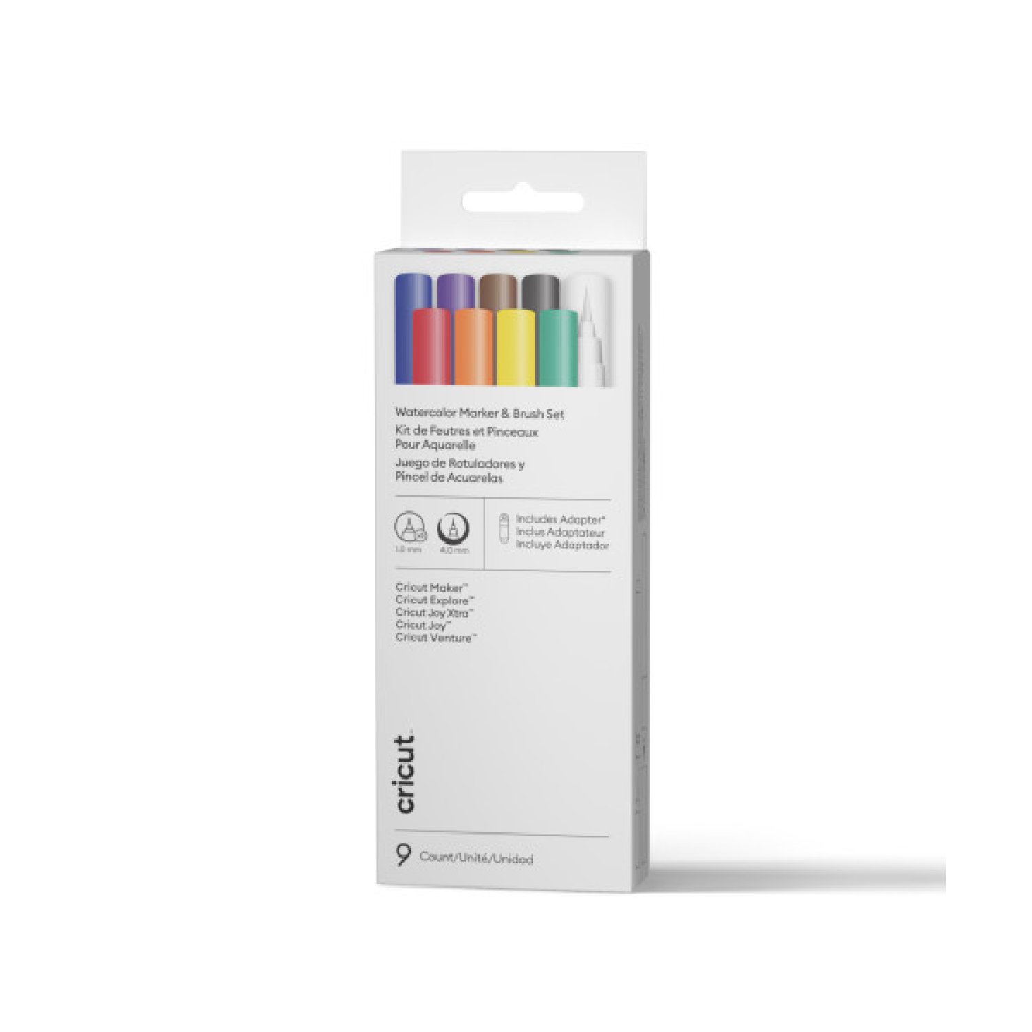 Cricut · Set 9 Rotuladores + Pincel Acuarela · Adaptador Incluido