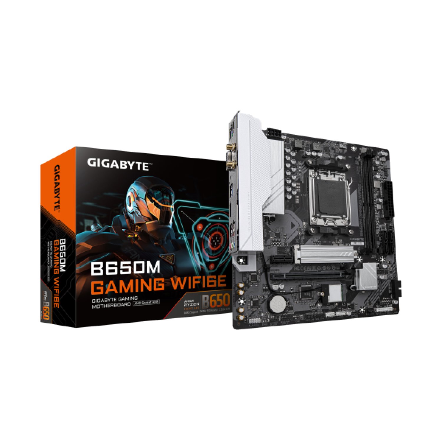 Gigabyte B650M Gaming · AM5 · WiFi 6E + Bluetooth 5.3 · 2 DDR5 · M.2 + 4 SATA3