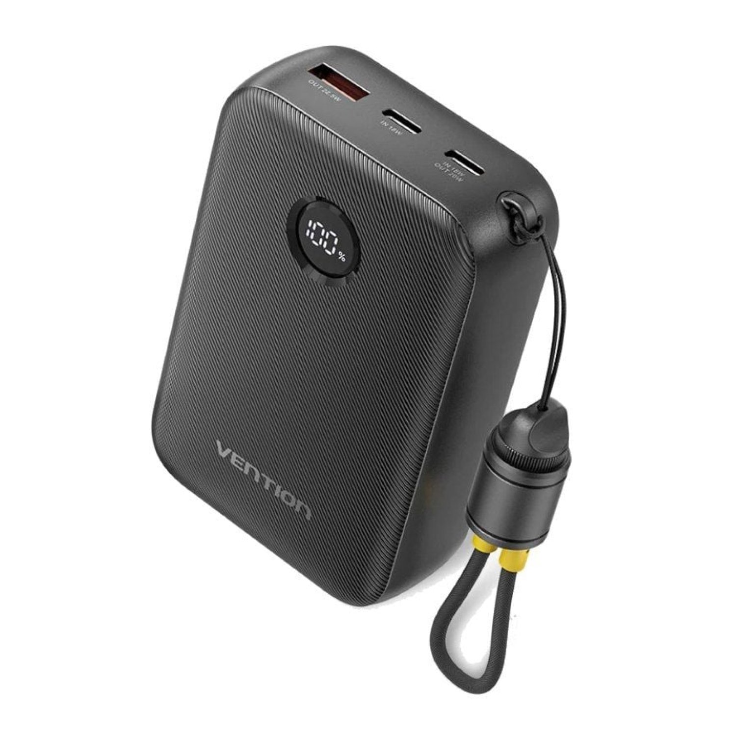 Powerbank 20000mAh Vention FKBB0-C/ 22.5W/ Negra/ Incluye Cable USB Tipo-C
