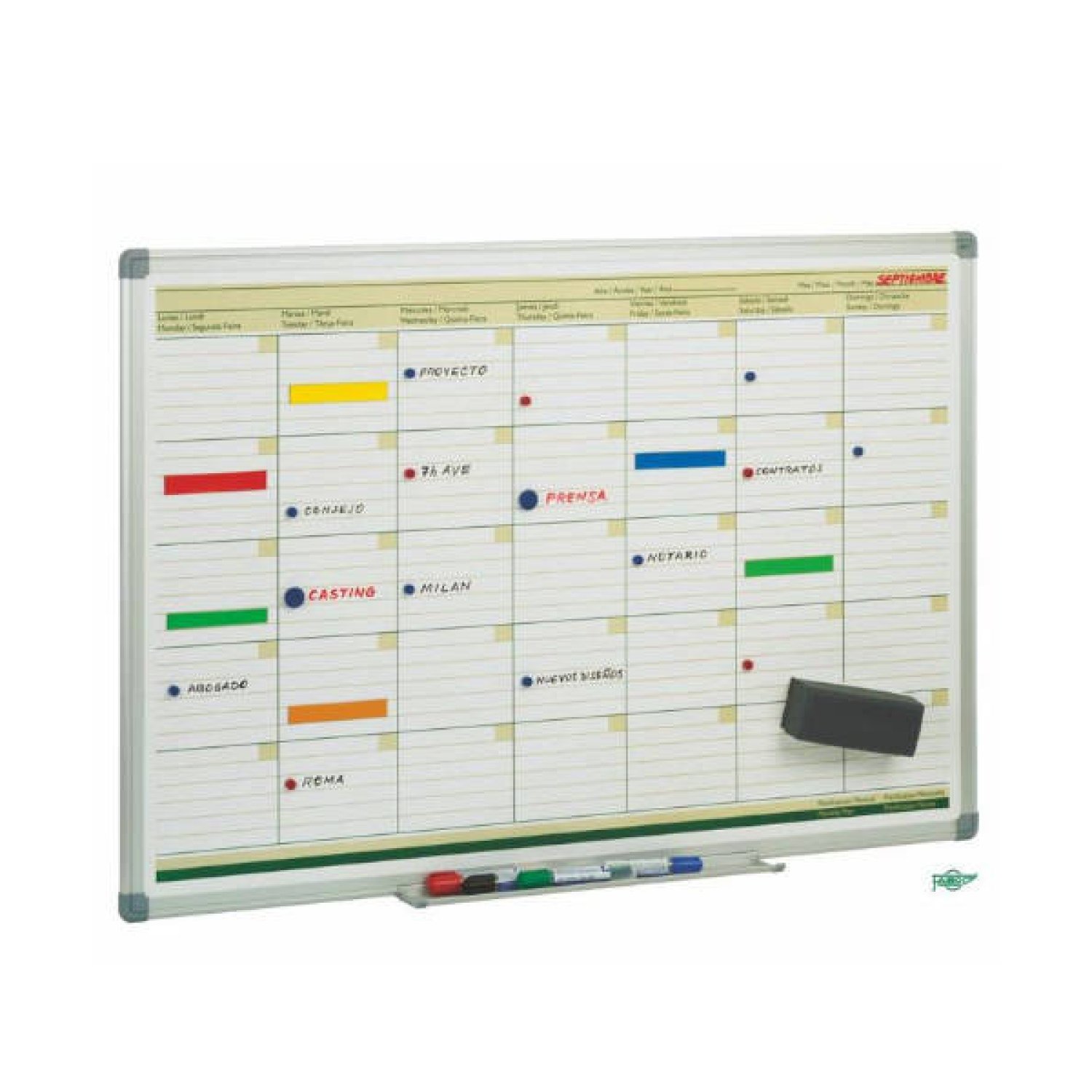 Faibo · Planning Mensual Magnético · 60x90 cm · Marco Aluminio
