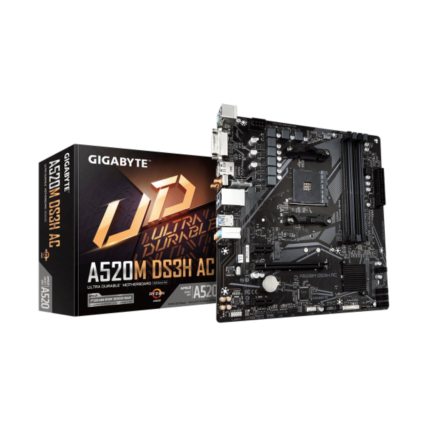 Gigabyte A520M DS3H AC · Placa Base AMD · DDR5 4733MHz · PCIe 3.0 · WiFi 5 · USB 3.2