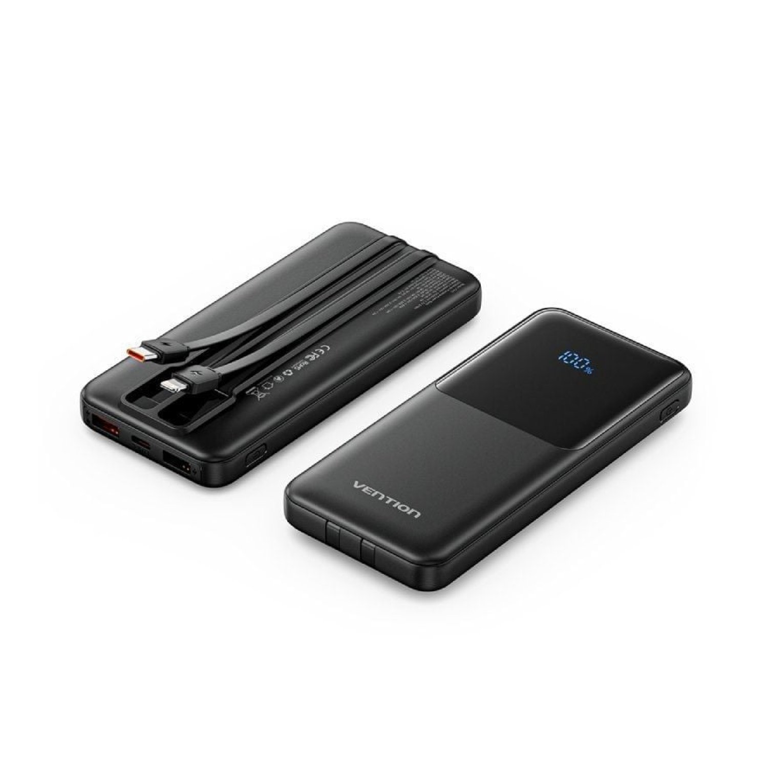 Vention Powerbank · 10000mAh · 22,5W · Negra · Cables USB-C y Lightning