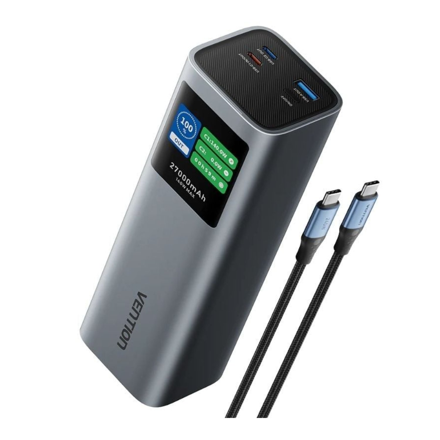 Vention Powerbank 27000mAh · 140W · Carga Rápida · Gris