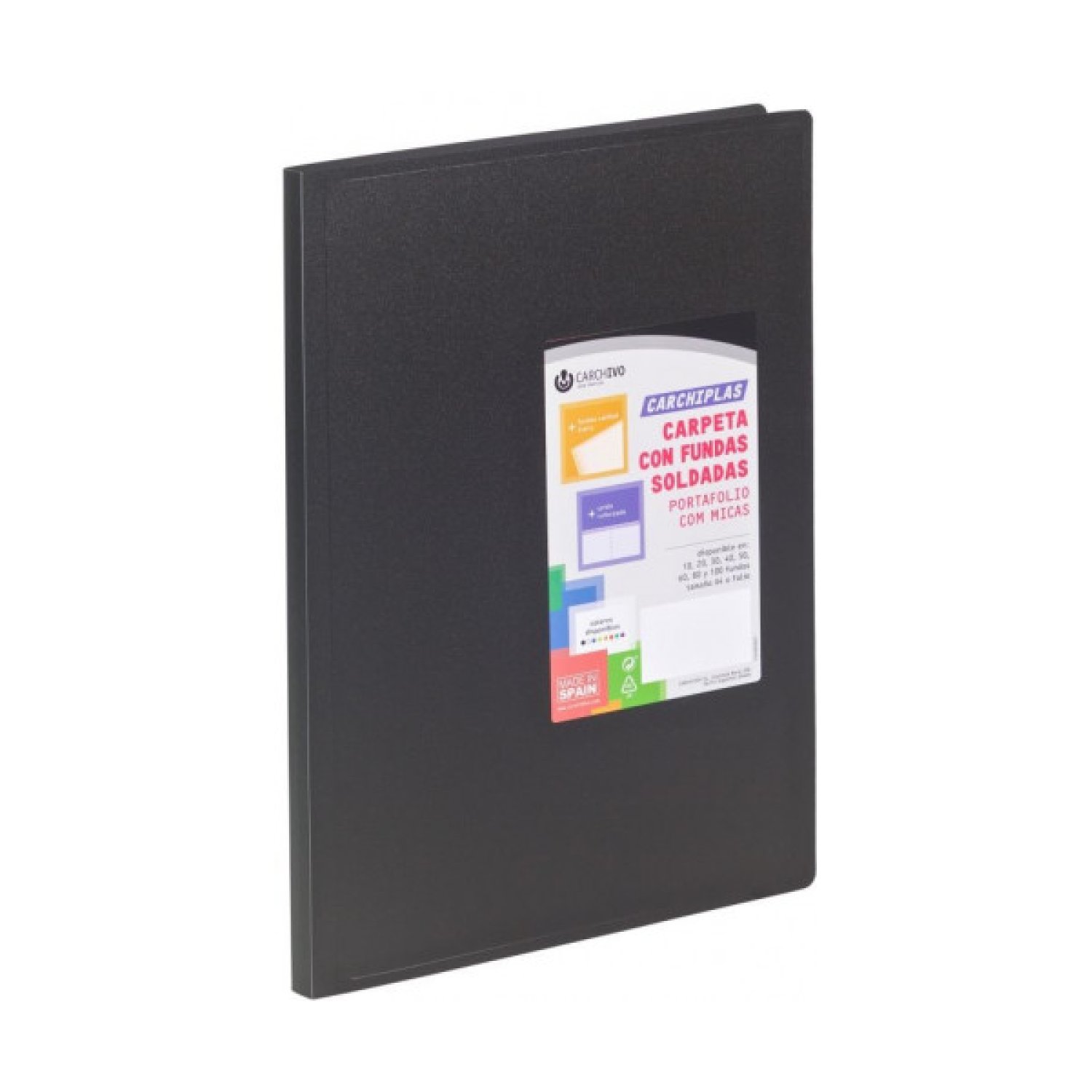 Carchivo · Carpeta Polipropileno A4 · 20 Fundas Soldadas · Negro