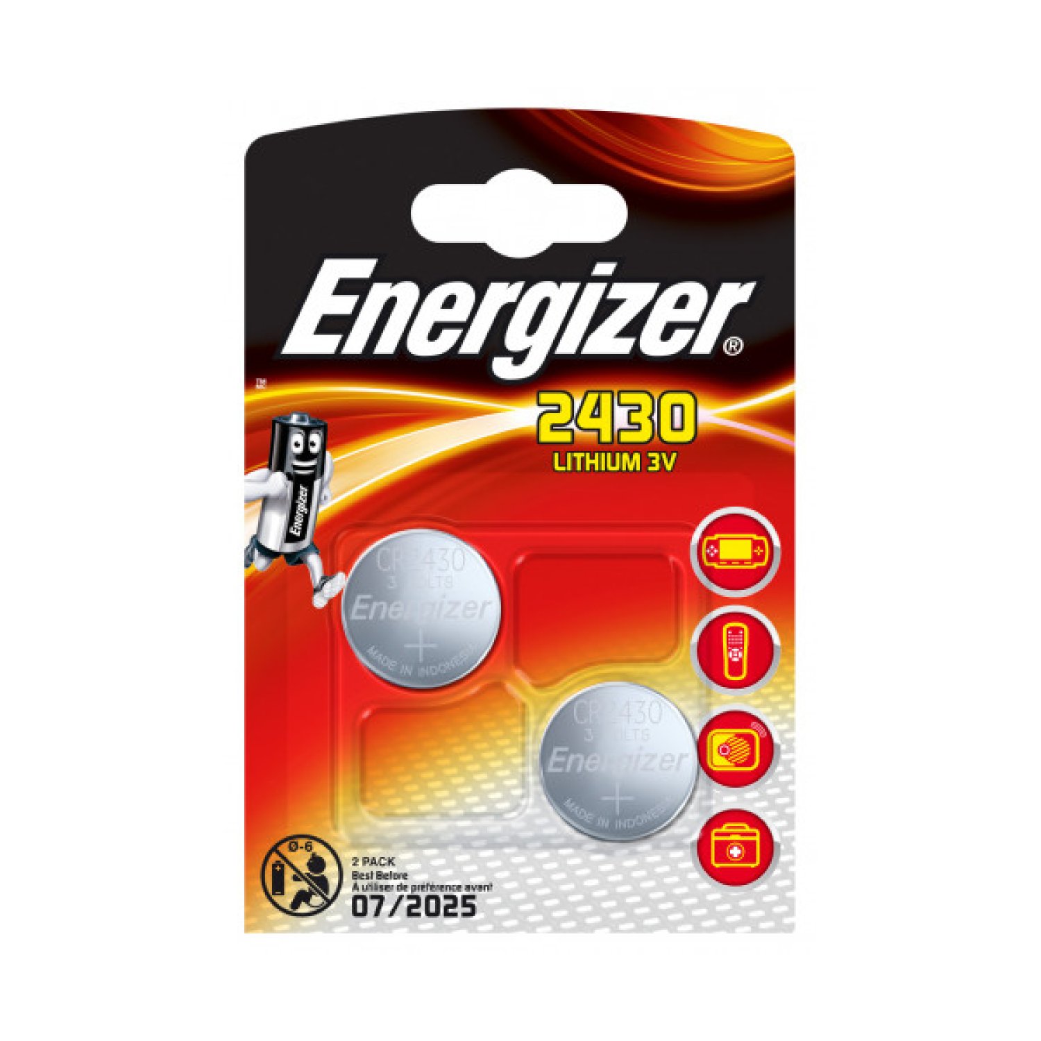 Energizer · Pilas de Botón CR2430 · Pack 2 Unidades · Larga Duración