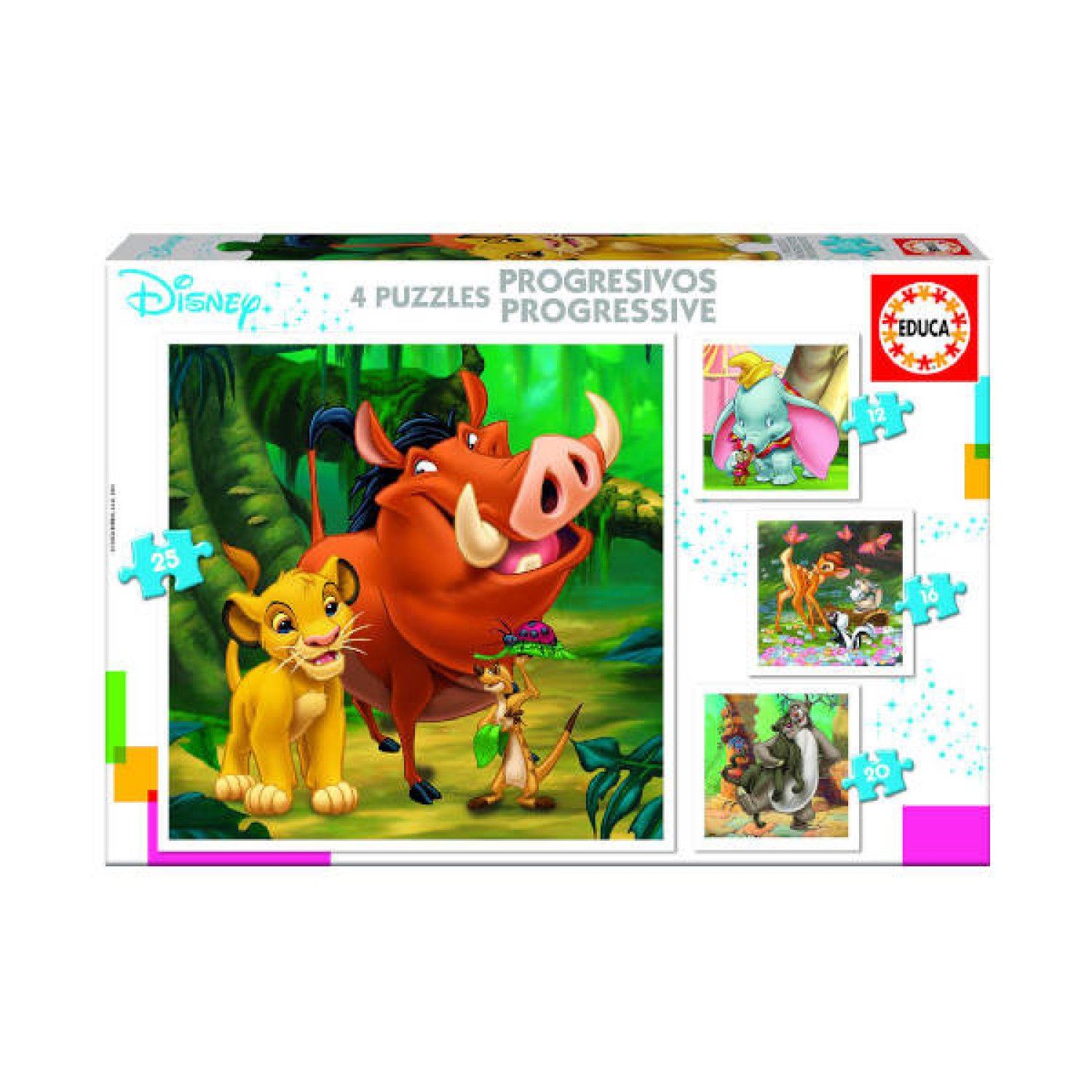Educa Borrás · Puzzles Progresivos Disney · 4 Puzzles · 3-5 años