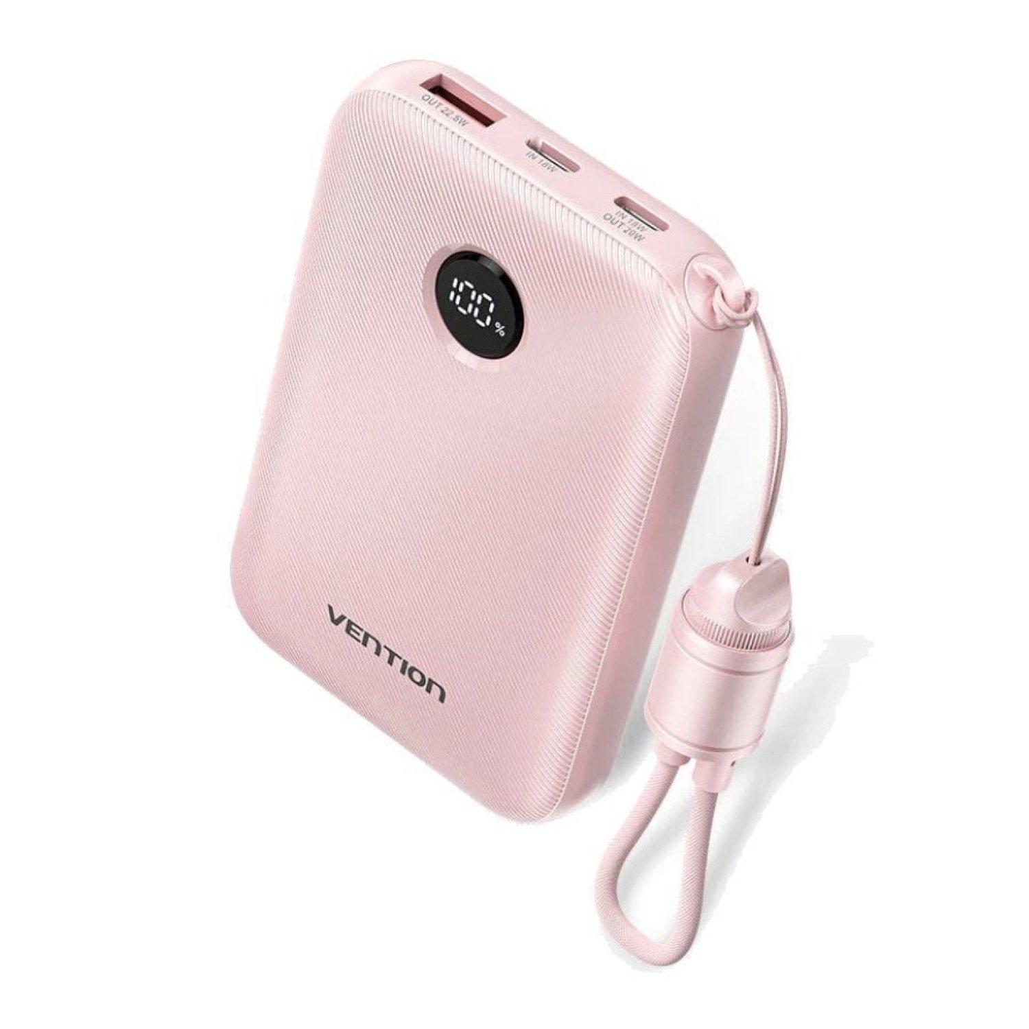 Vention Powerbank 10000mAh · 22,5W · Rosa · Cable USB-C incluido
