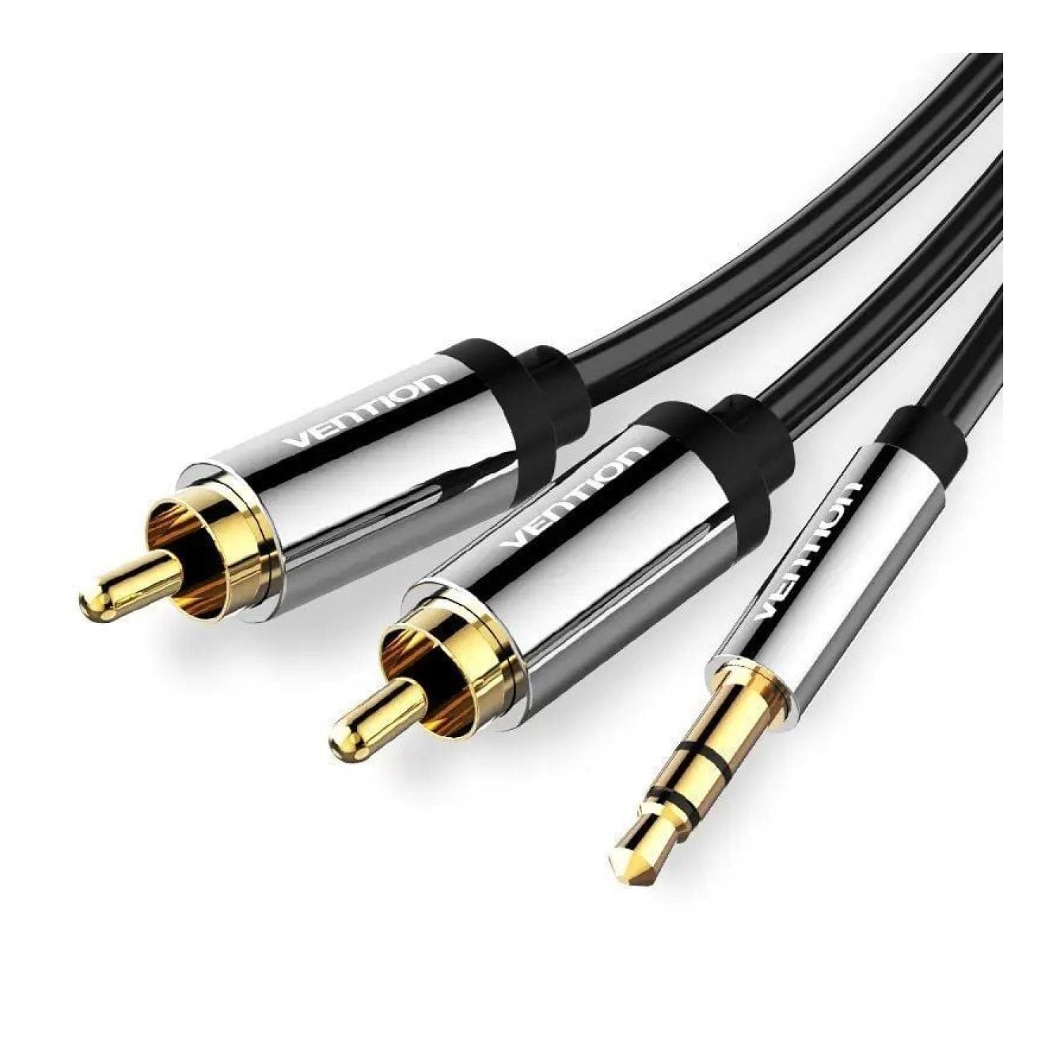 Vention Cable Estéreo · Jack 3.5mm a 2xRCA · 1m · Negro