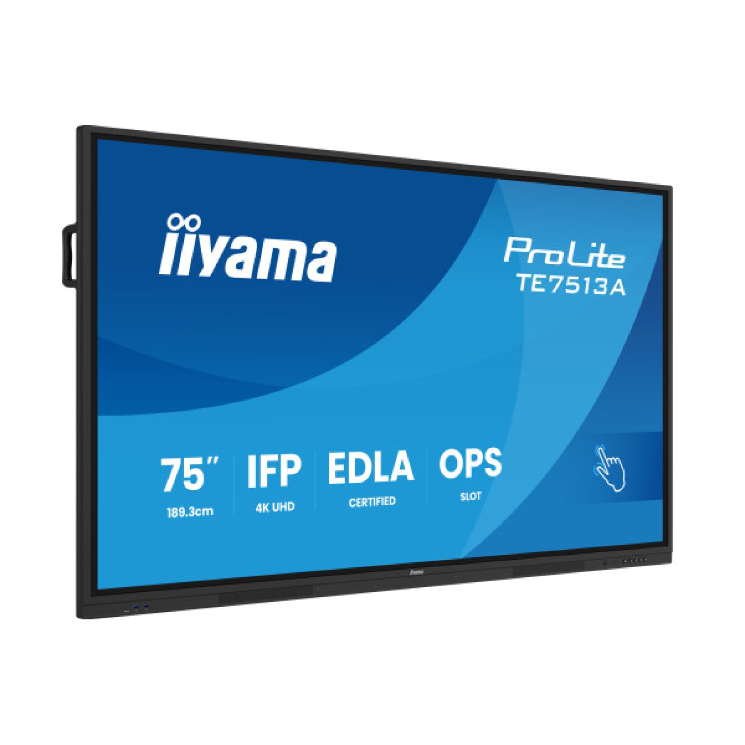 Iiyama TE7513A · Pantalla Táctil 75" UHD · Android 14 · 8GB RAM · 128GB · 40 puntos tactiles · WiFi 6