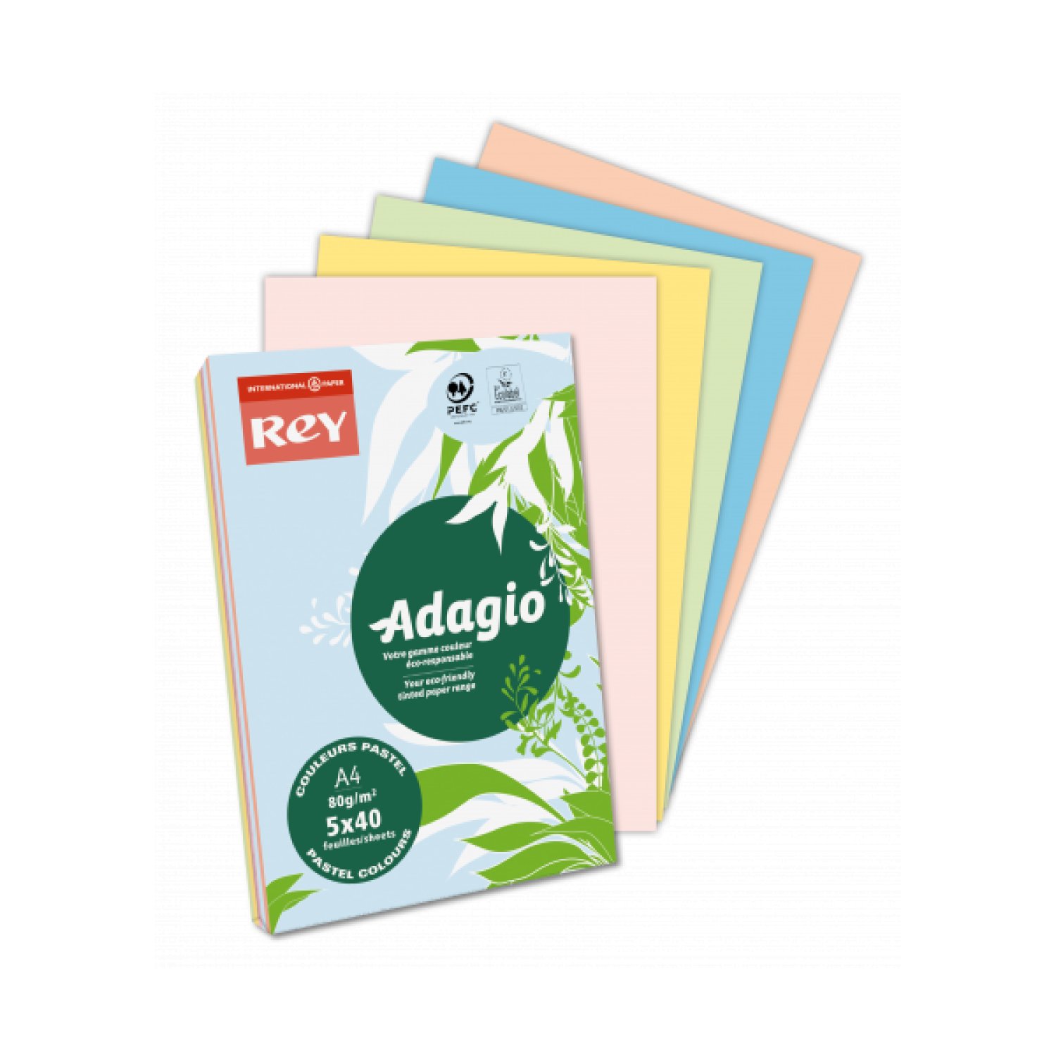 Adagio Papel A4 80gr · 500 Hojas · Rosa Pálido