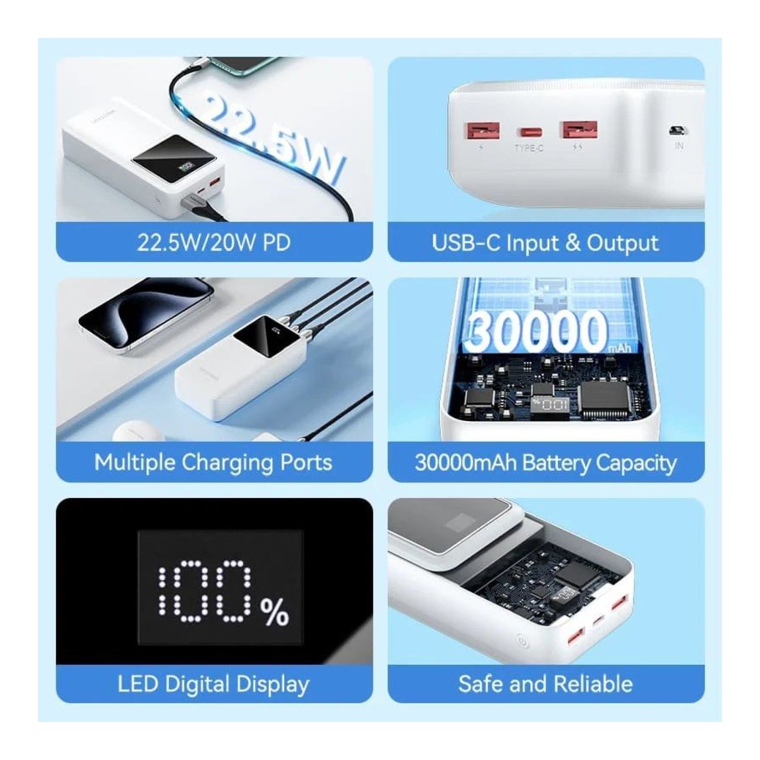 Vention Powerbank 30000mAh · 22,5W · Carga Rápida · Negro