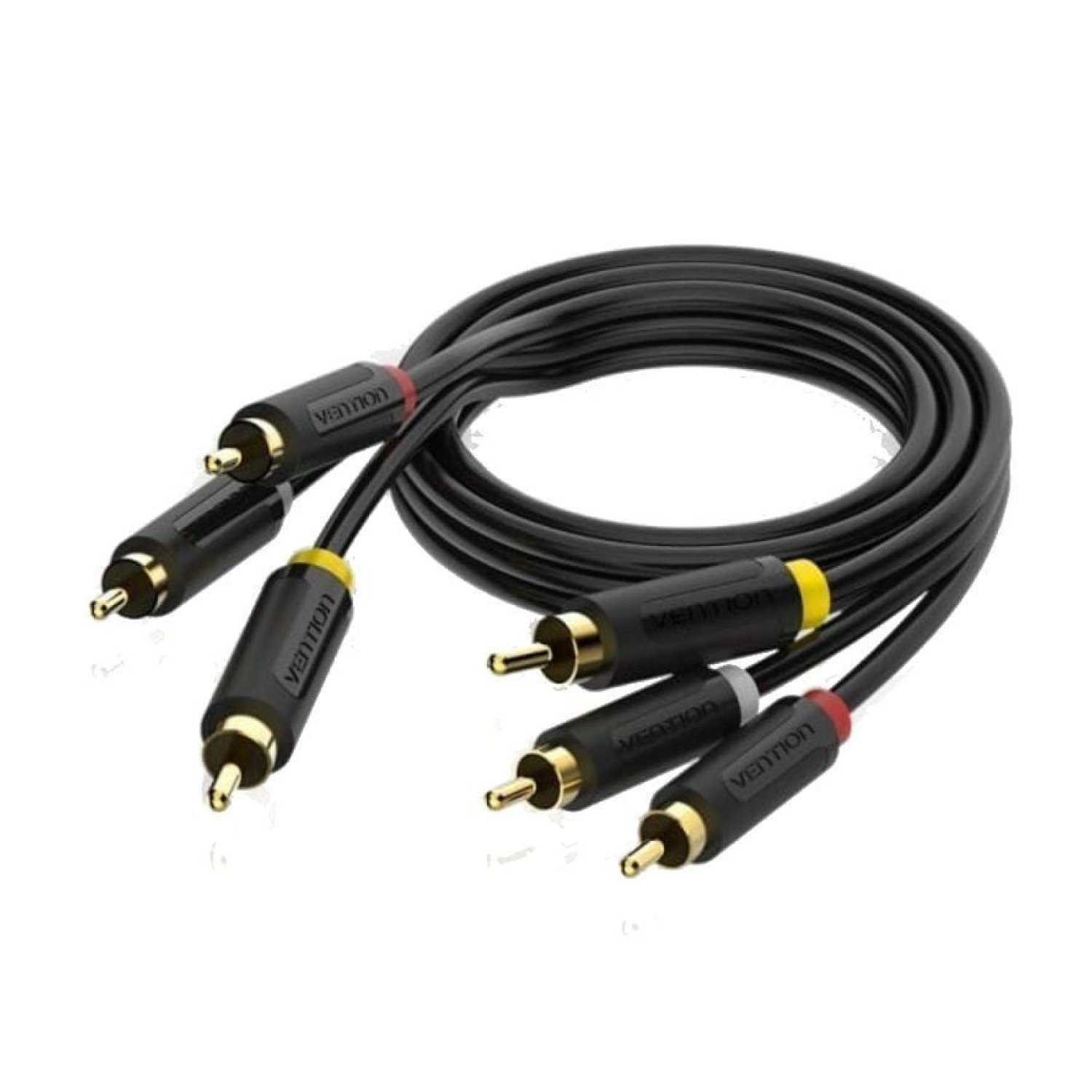 Cable Estéreo Vention BCABH/ 3x RCA Macho - 3x RCA Macho/ 2m/ Negro
